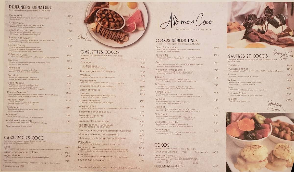 Menu de Allô mon Coco Saint-Eustache