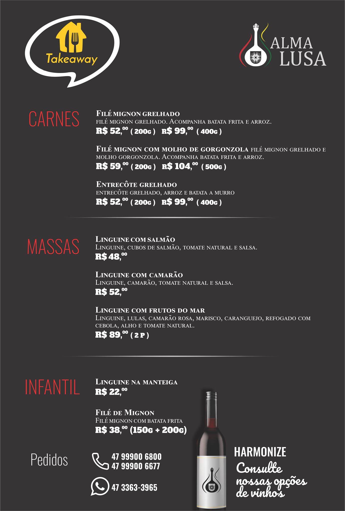 Alma Lusa Restaurante cardápio