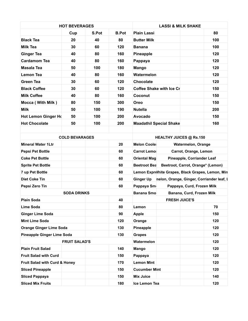 Almond Restaurant menu