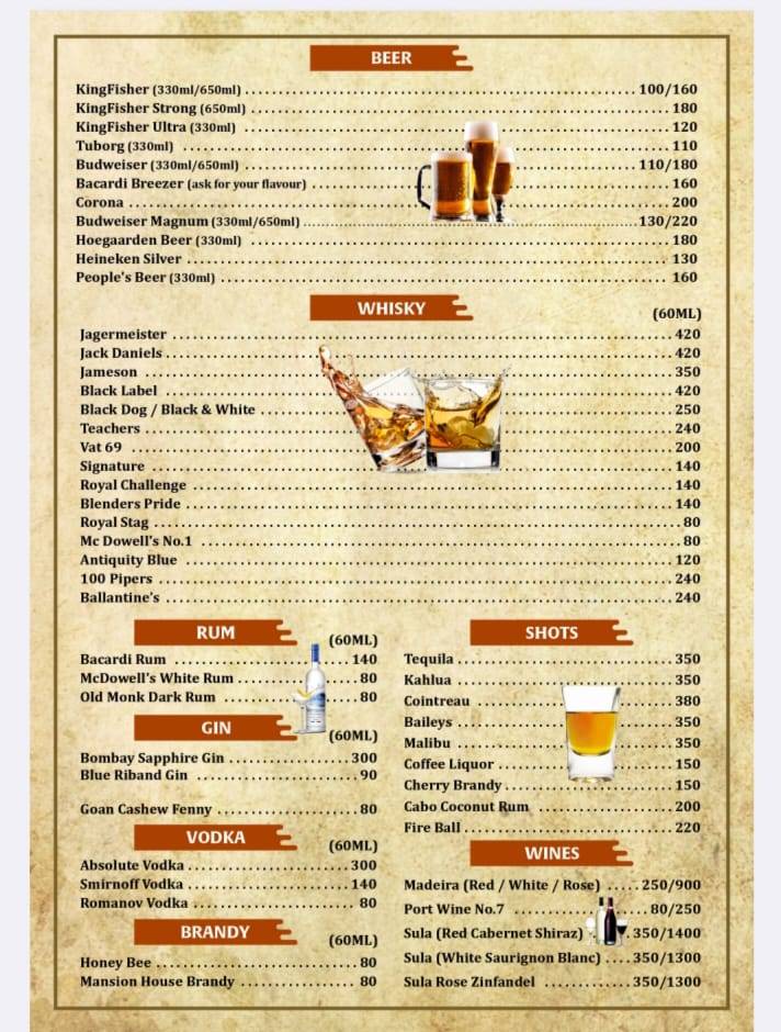 Alora Spice menu
