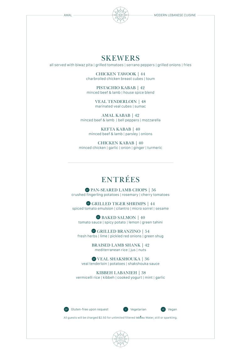 Menu de Amal Toronto
