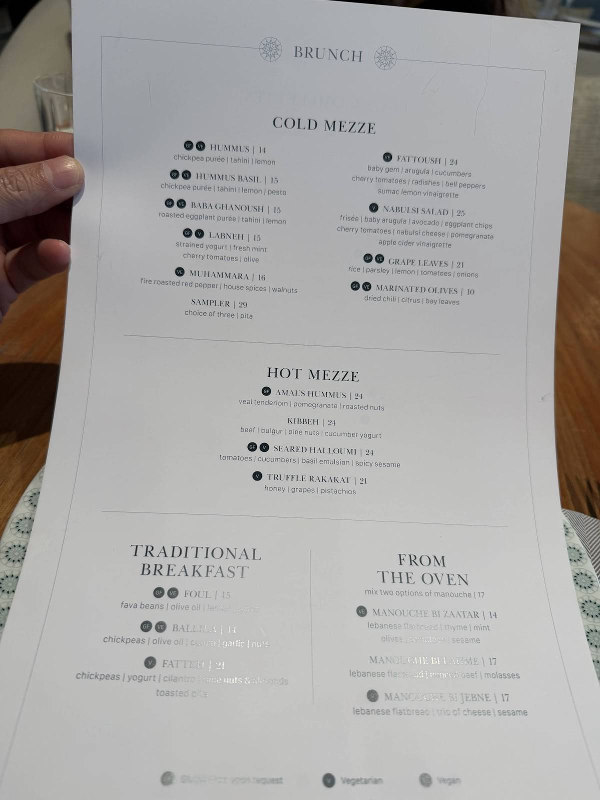Menu de Amal Toronto