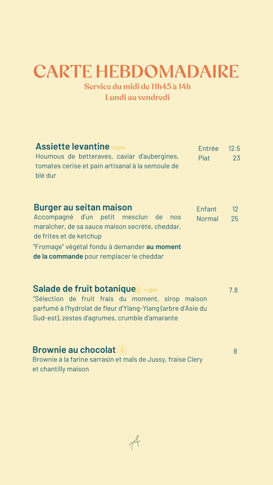 Menu di Restaurant Amarante 