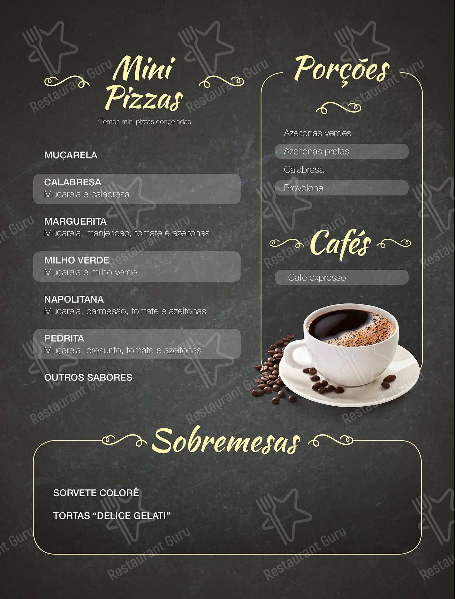 Menu para Pizzaria Tio Pedro pizzaria