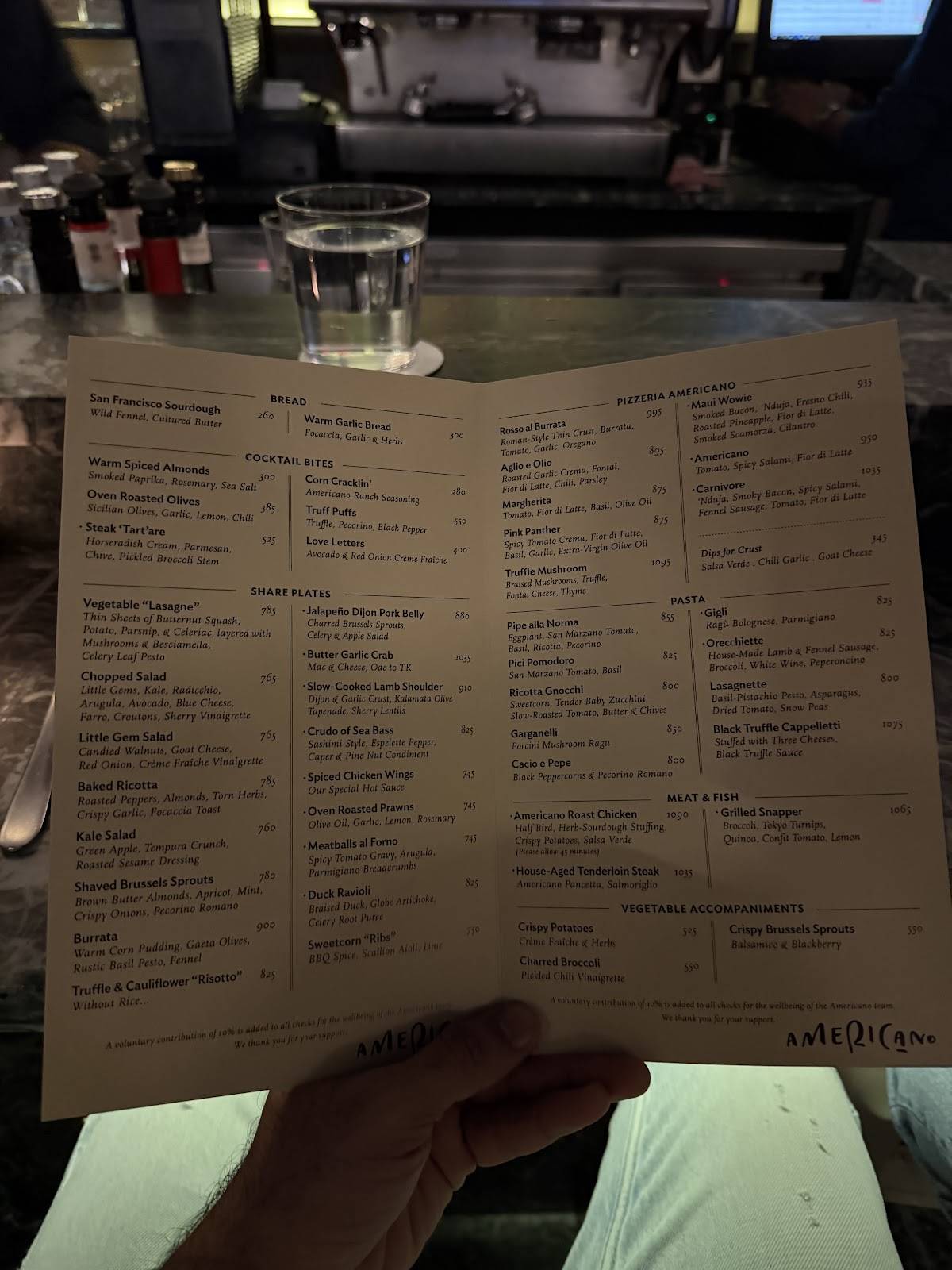 Americano menu