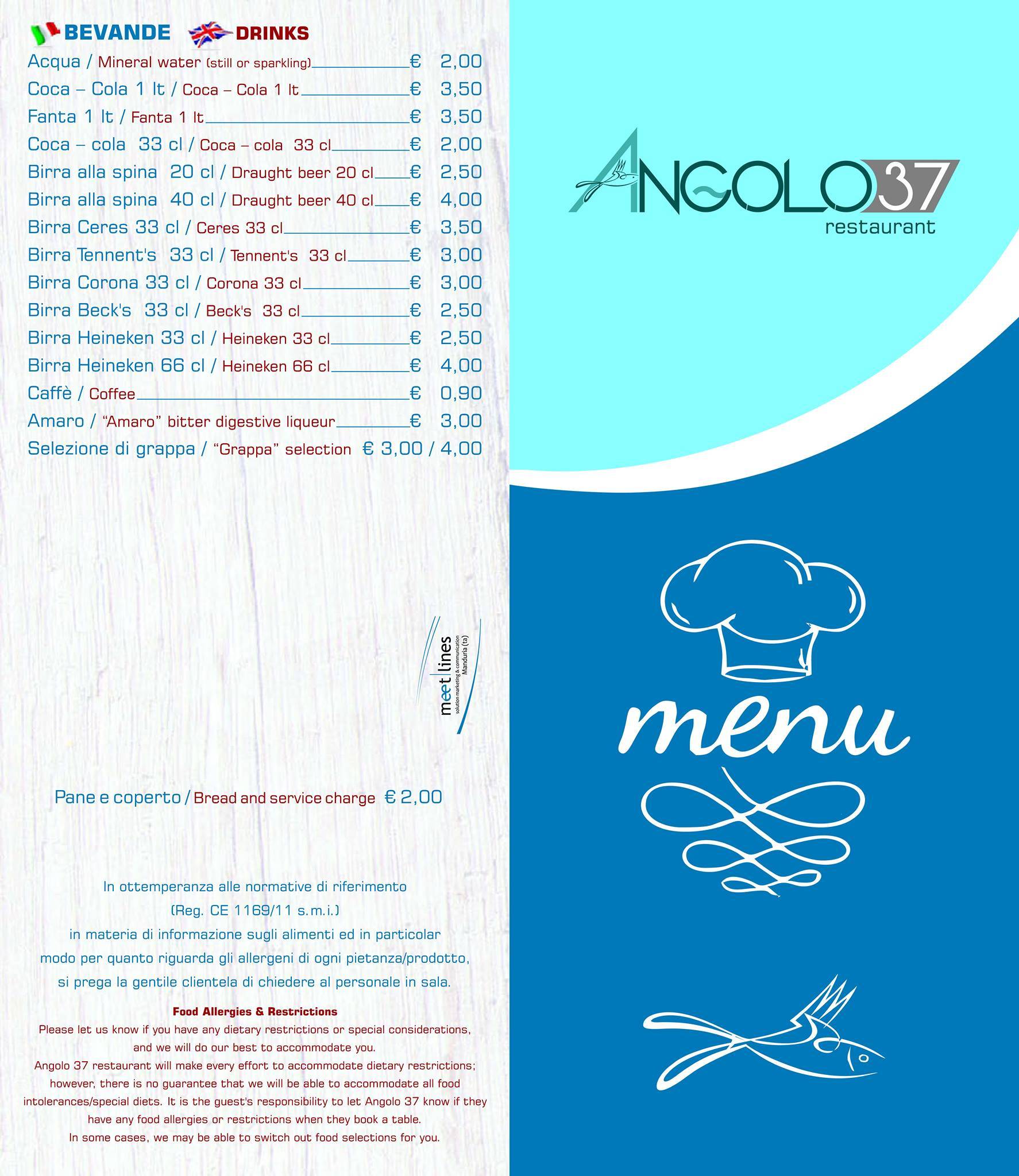 Menu di Angolo 37 Restaurant 