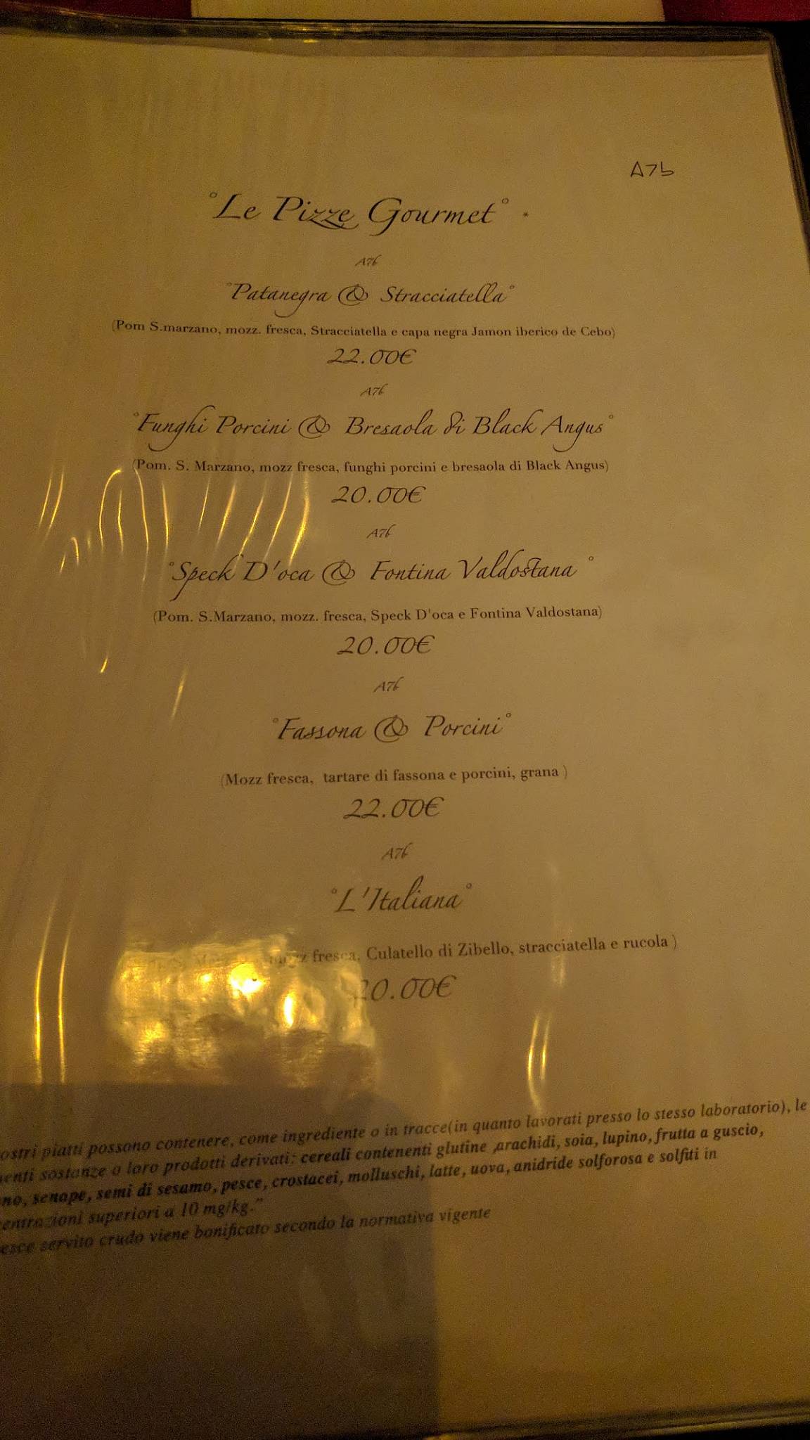 Menu di Angolo 7b Pizzeria Gourmet & Fusion 
