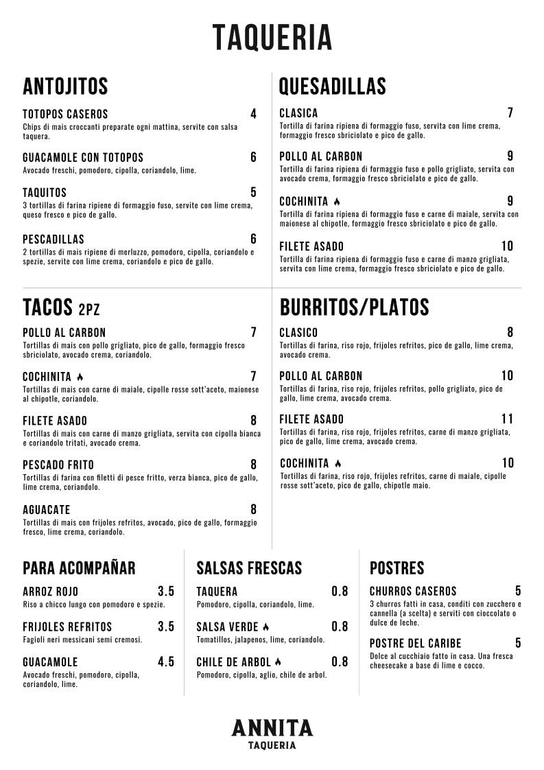 Menu di Annita Taqueria Artesanal 