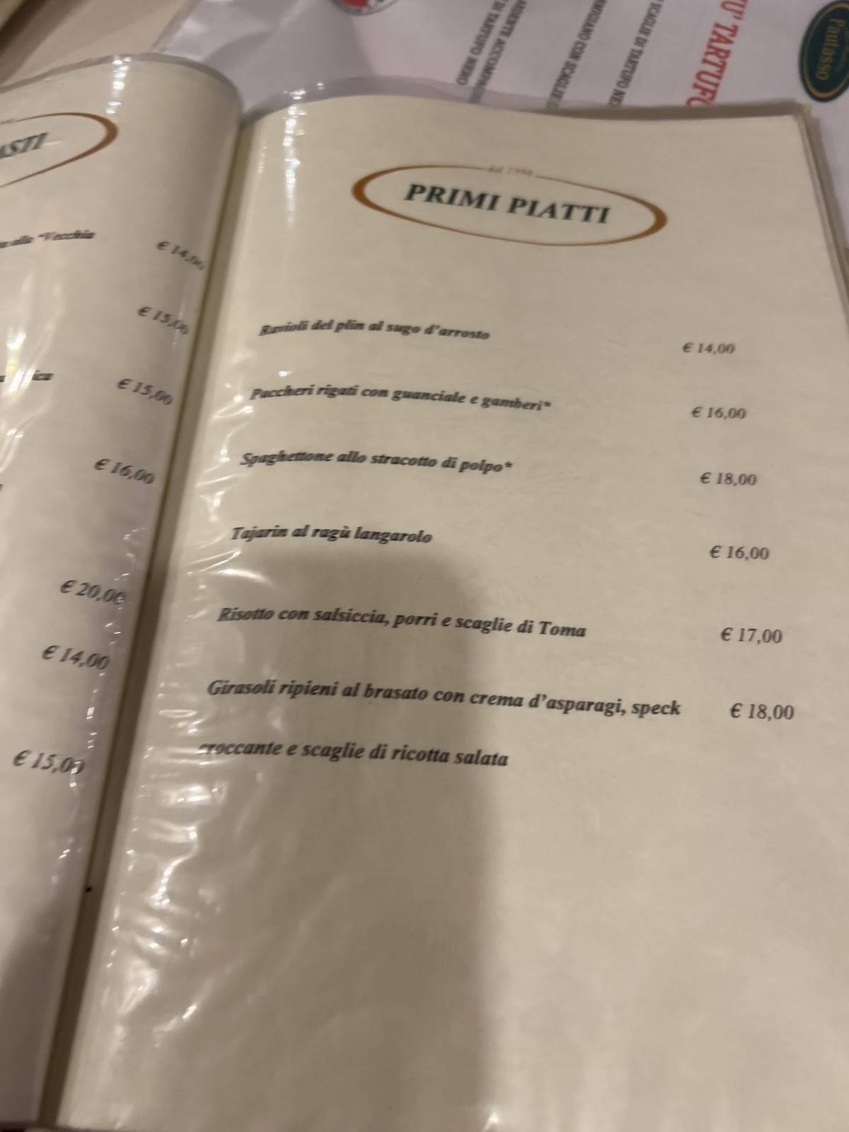 Menu di Antica Bruschetteria Pautasso 