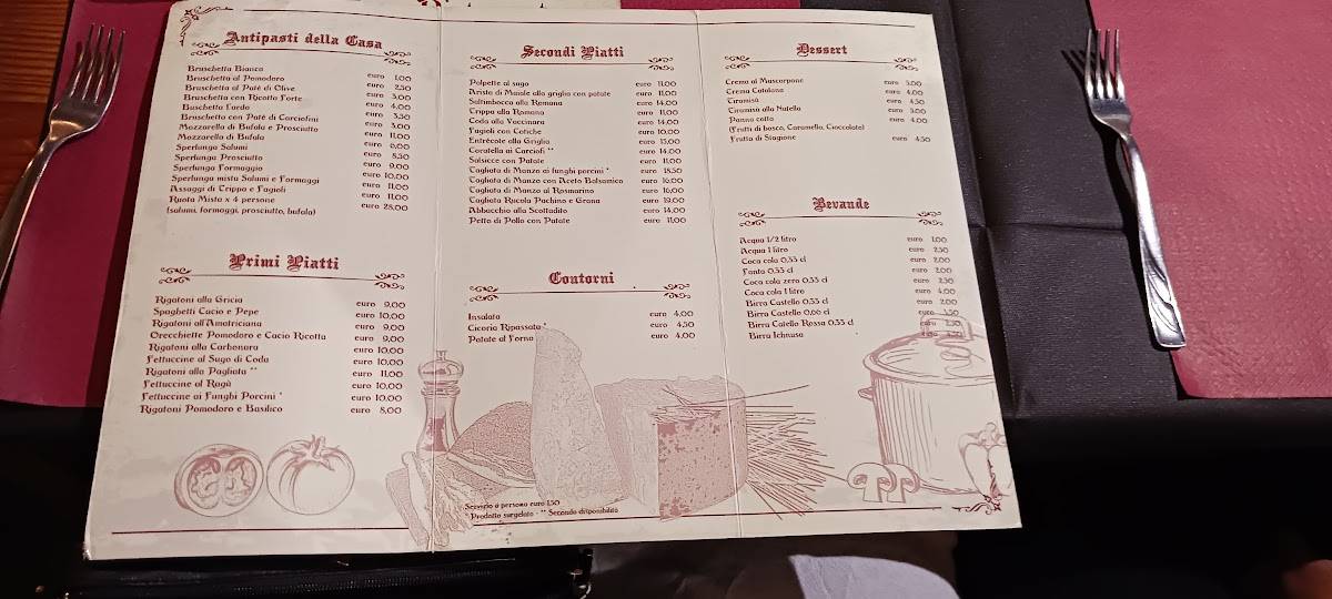 Menu di Antica Hostaria dei Ghiottoni 