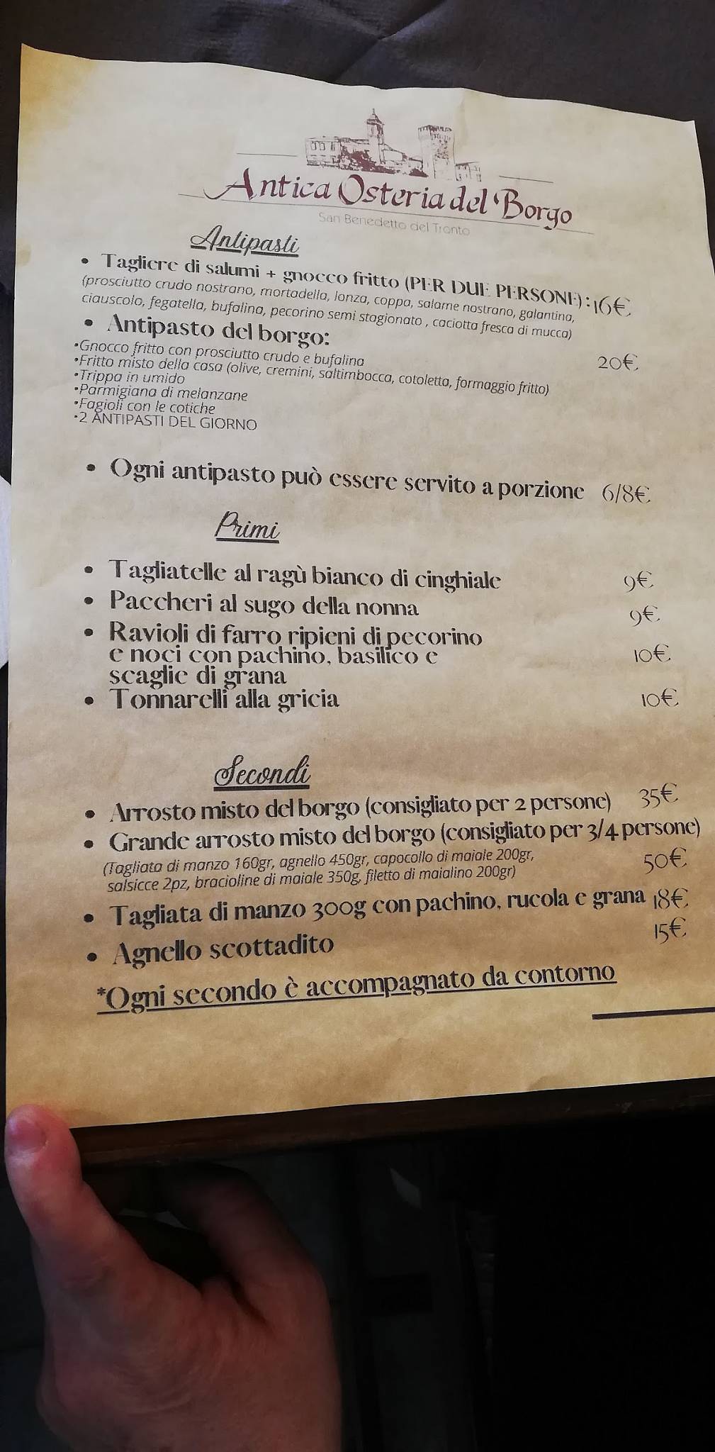 Menu Da Antica Osteria Del Borgo Ristorante San Benedetto Del Tronto