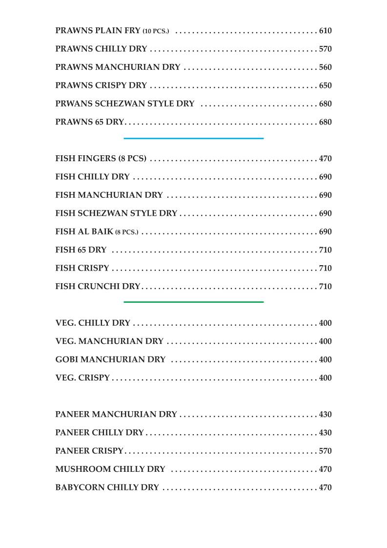 Arab Restaurant menu