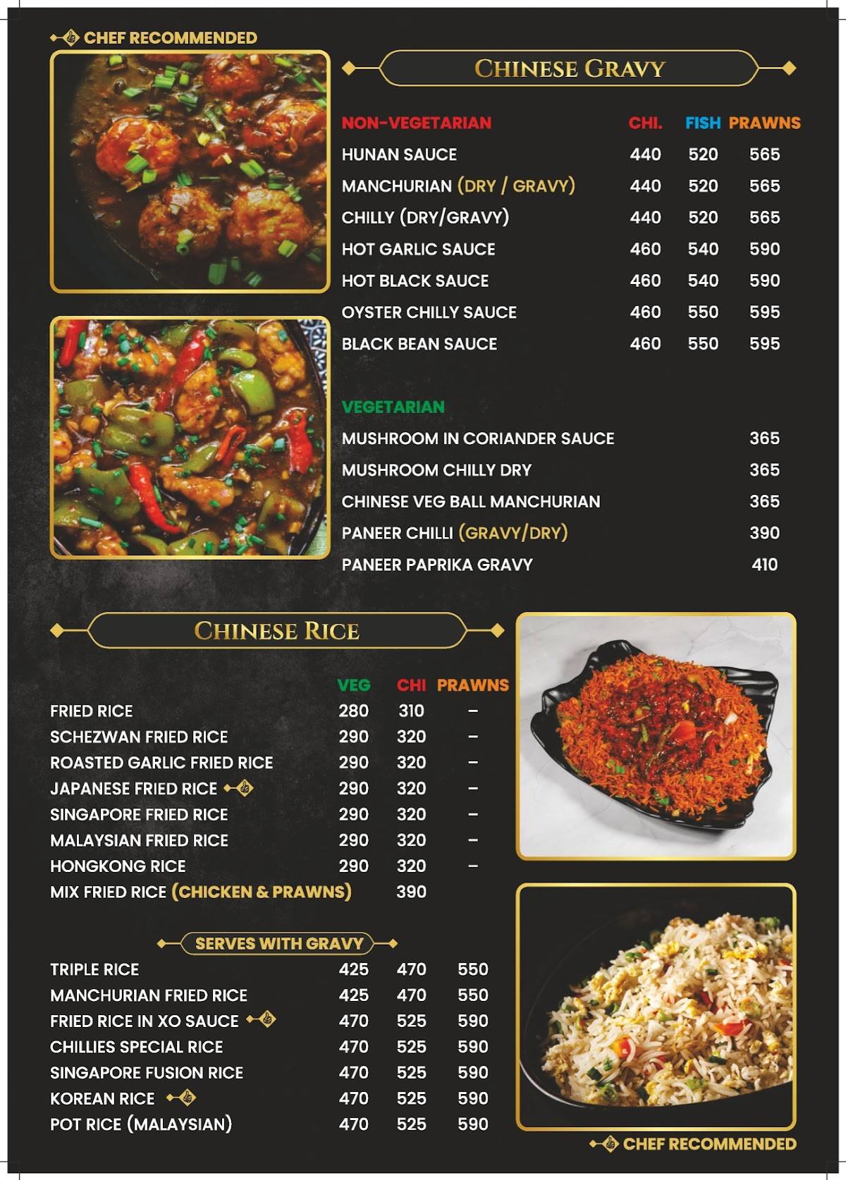 Arabian Chillies Restaurant menu