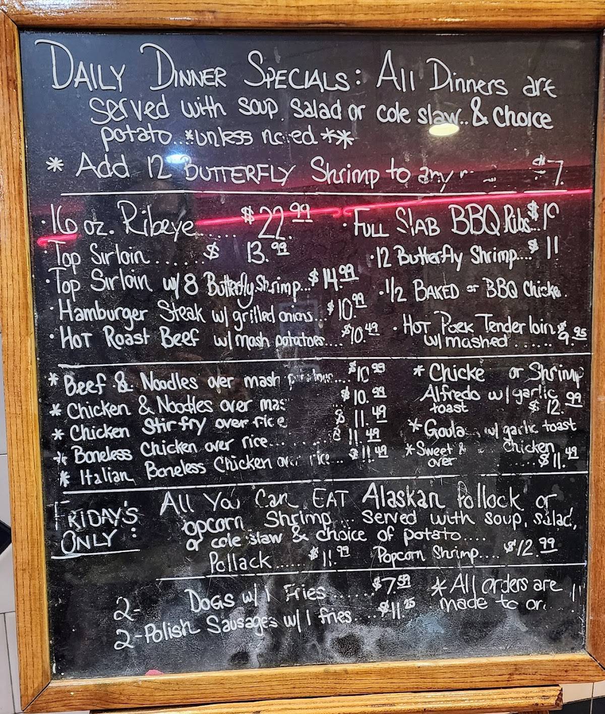 Menu at Archie's Restaurant, La Porte