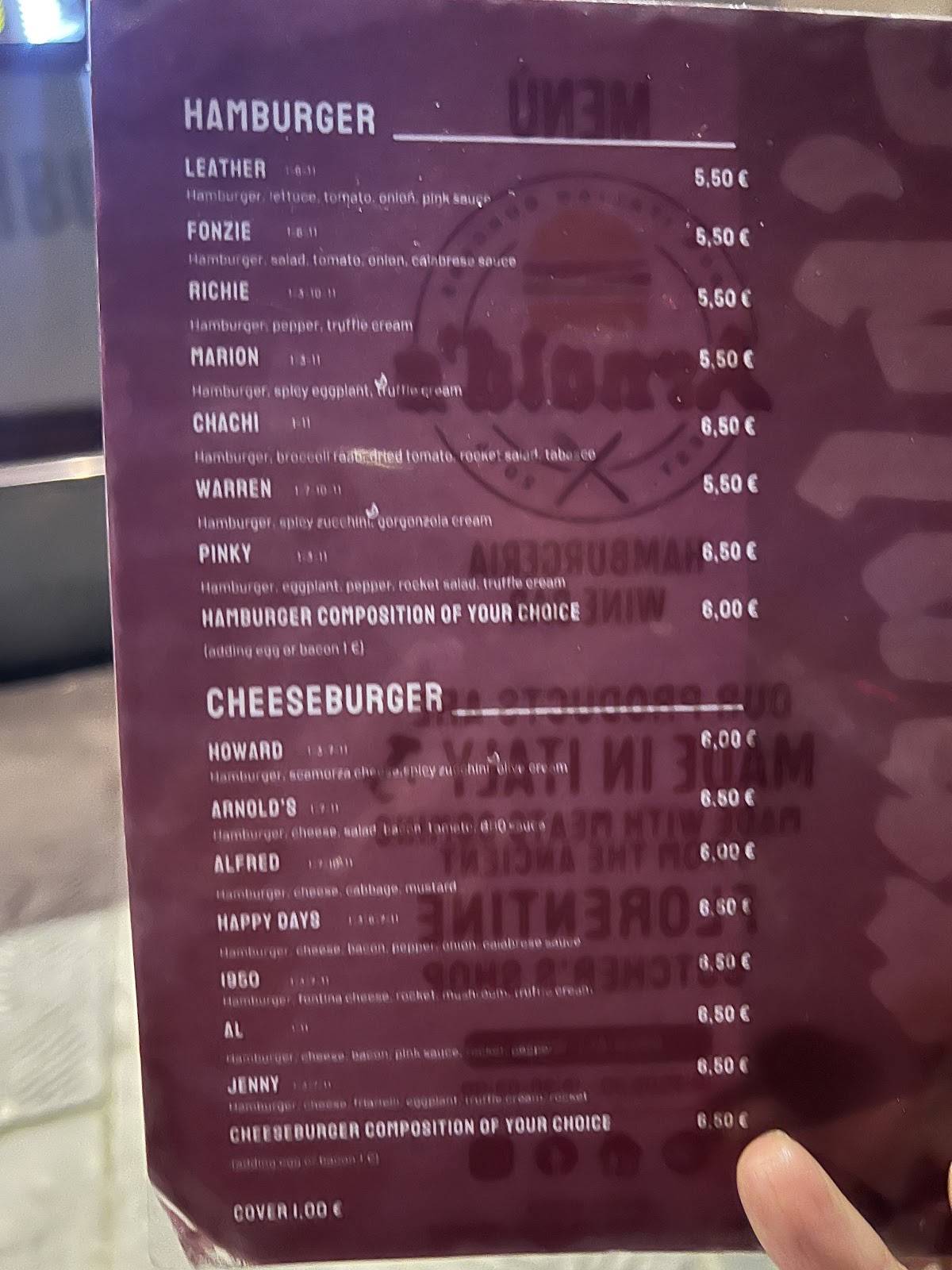 Menu di Arnold's 