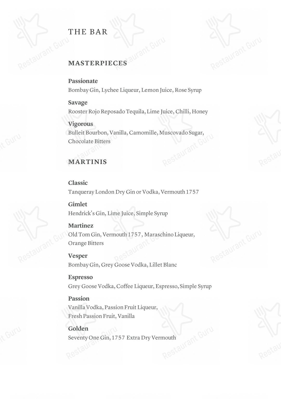 Menu di Arva presso Aman Venice - Menu bar