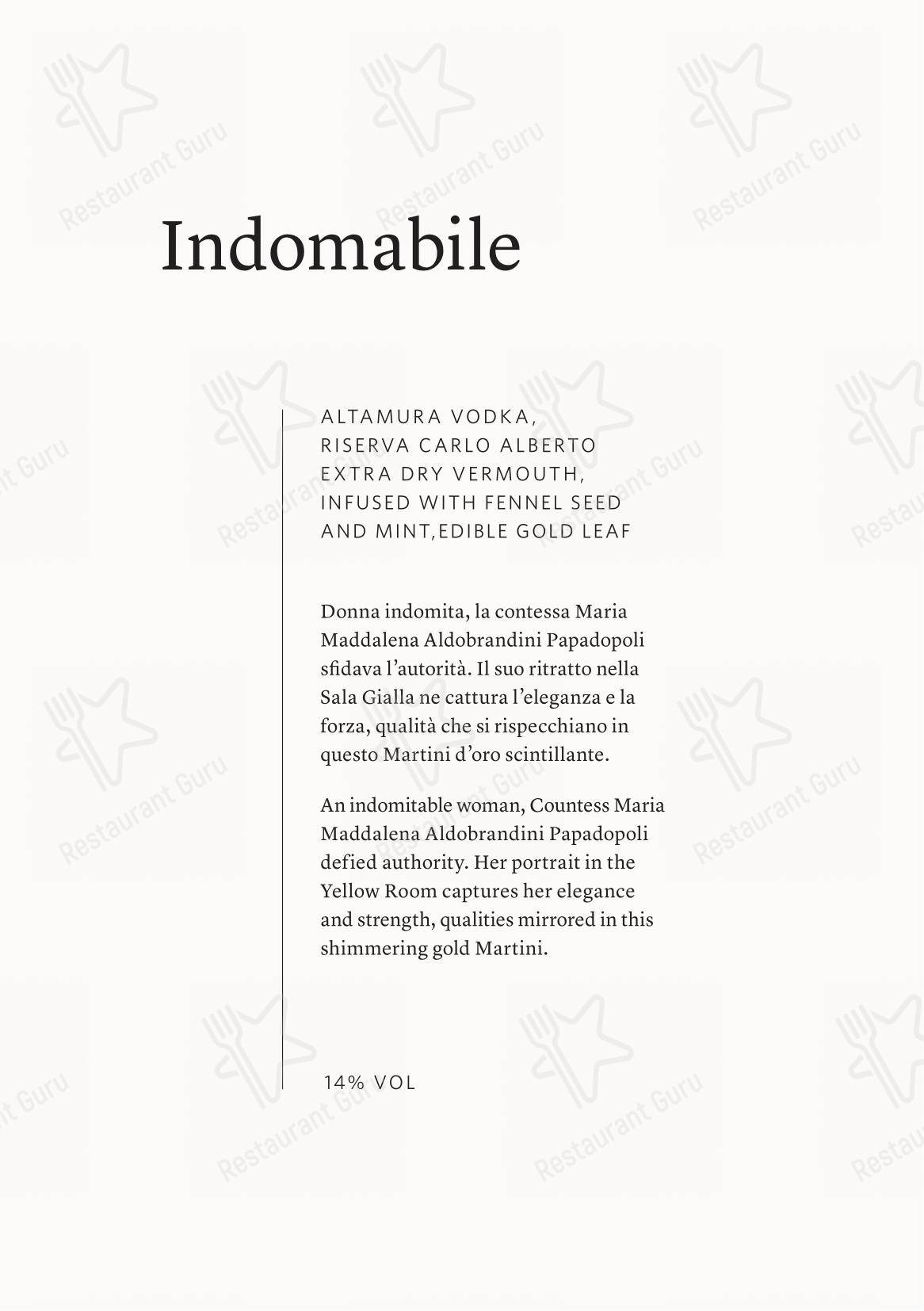 Основное меню per Arva presso Aman Venice in Venezia