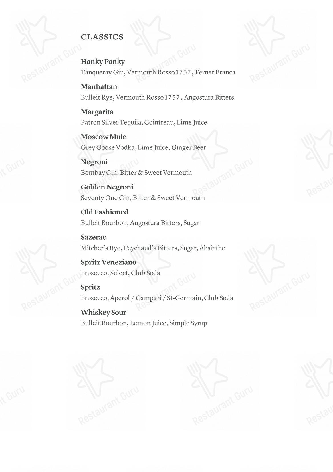 Menu di Arva presso Aman Venice - Menu bar