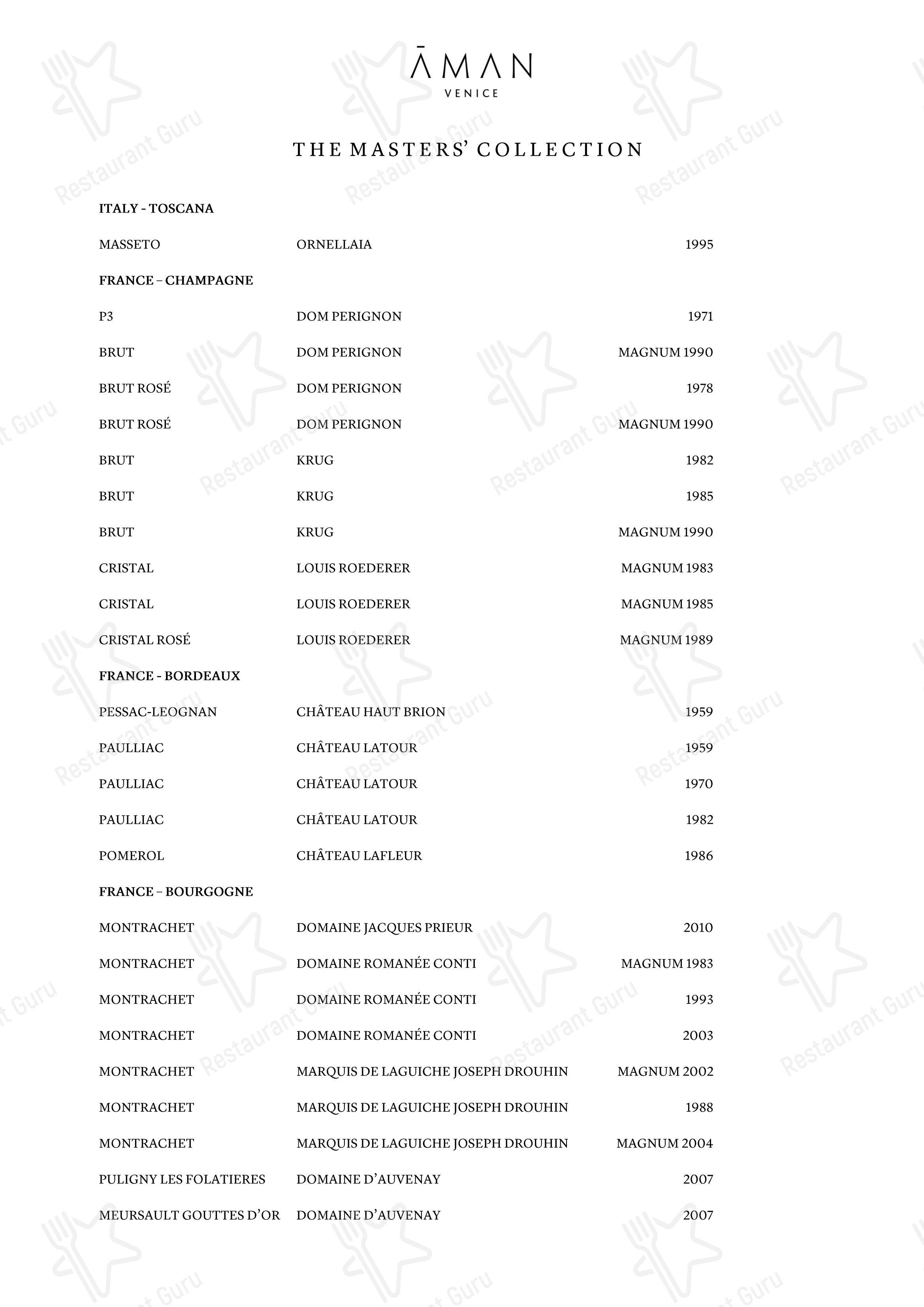 Menu di Arva presso Aman Venice - 菜单