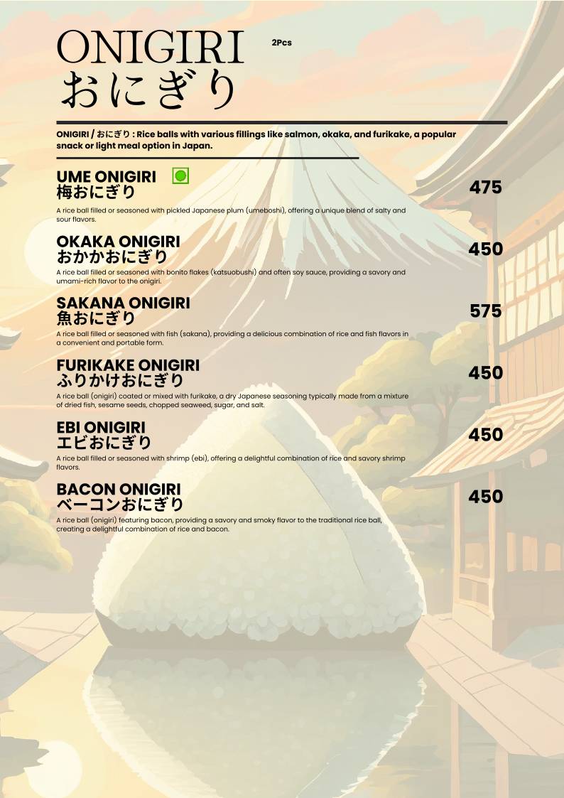 Asagao "The Japanese Kitchen" menu
