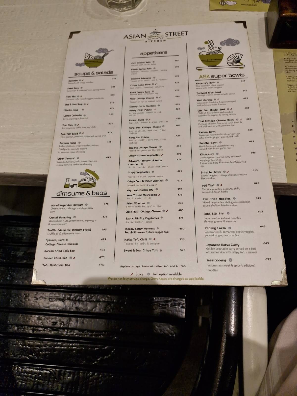 Asian Street Kitchen menu