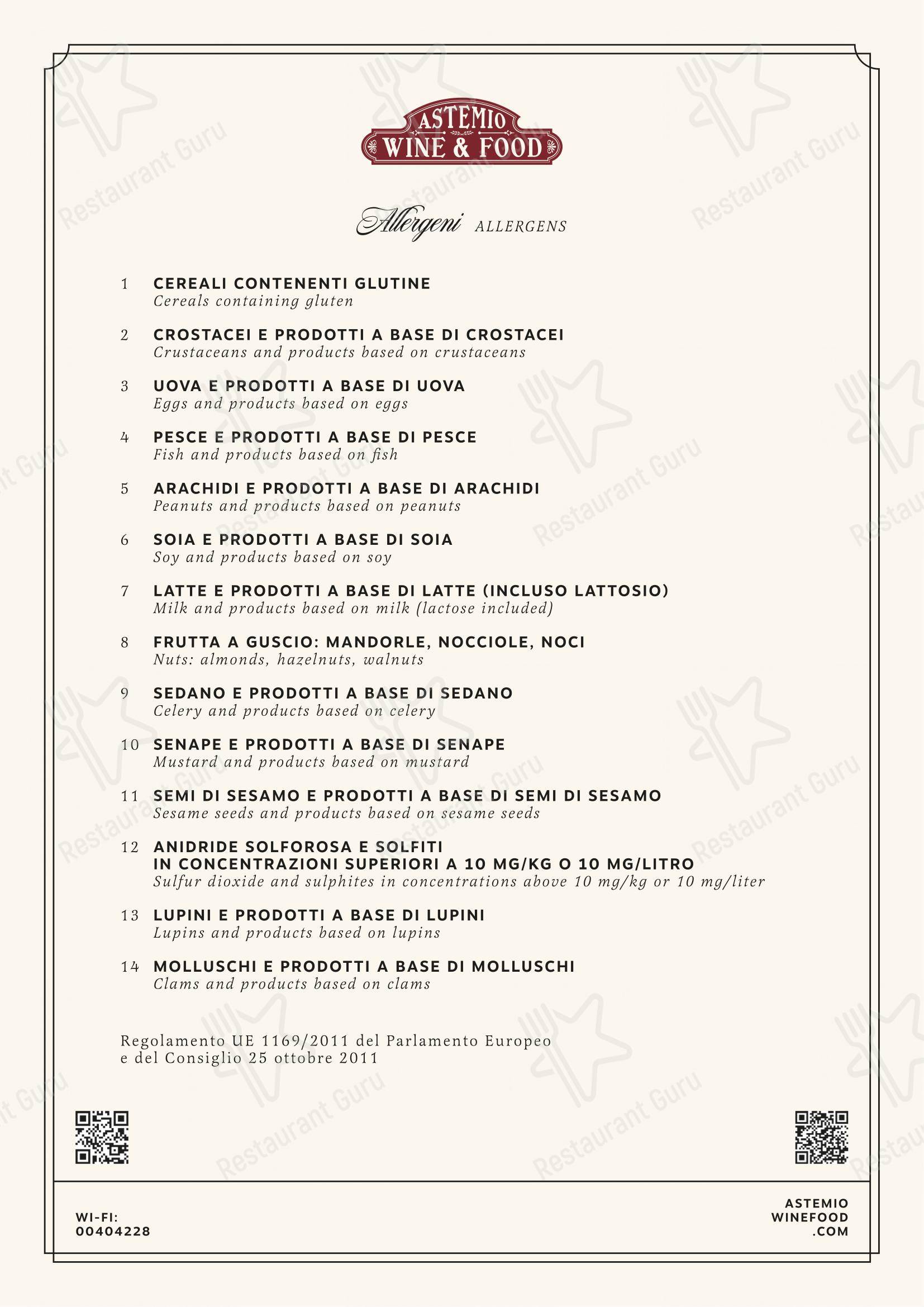Astemio in Roma - Menu bar