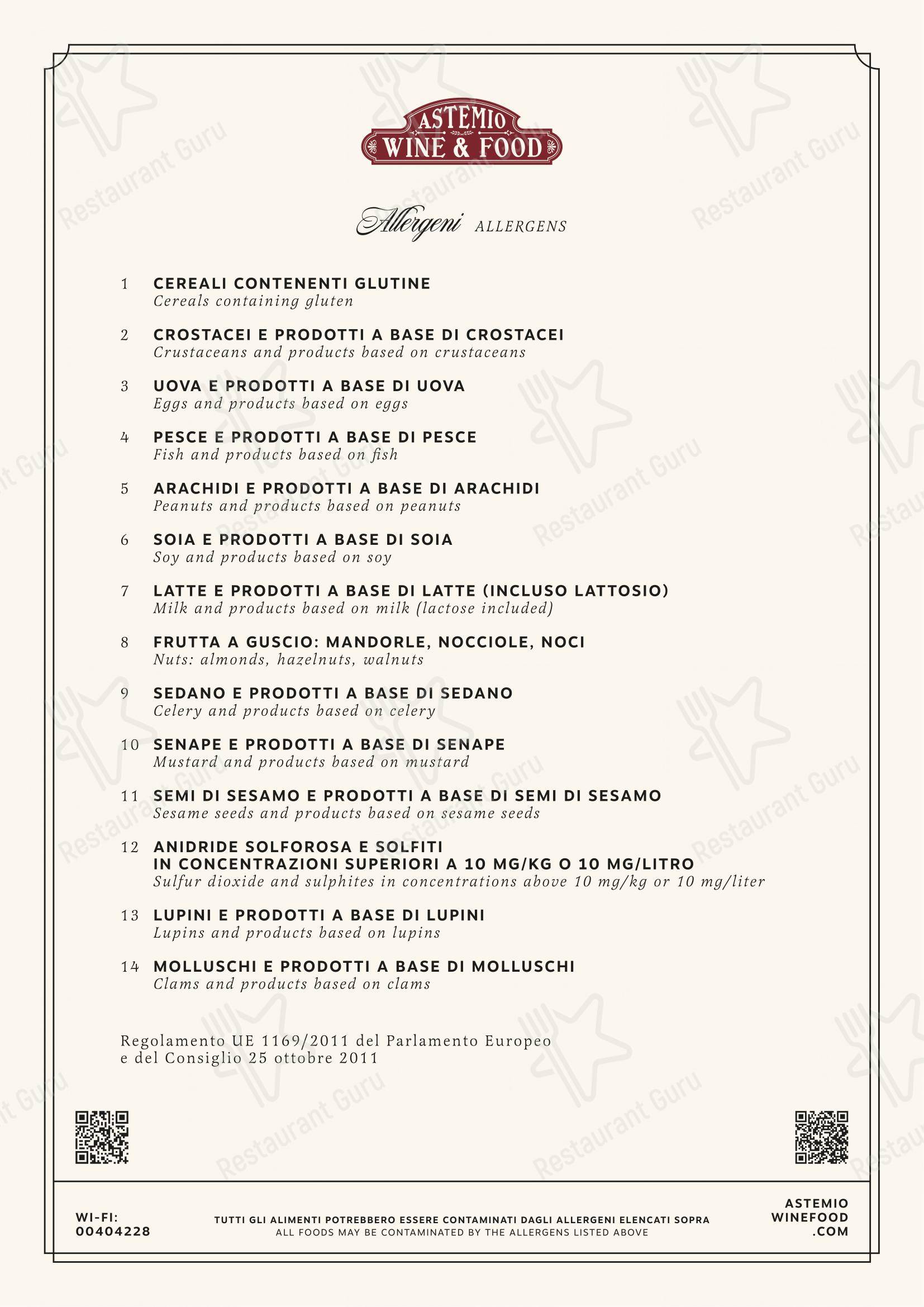 Menu per Astemio in Roma