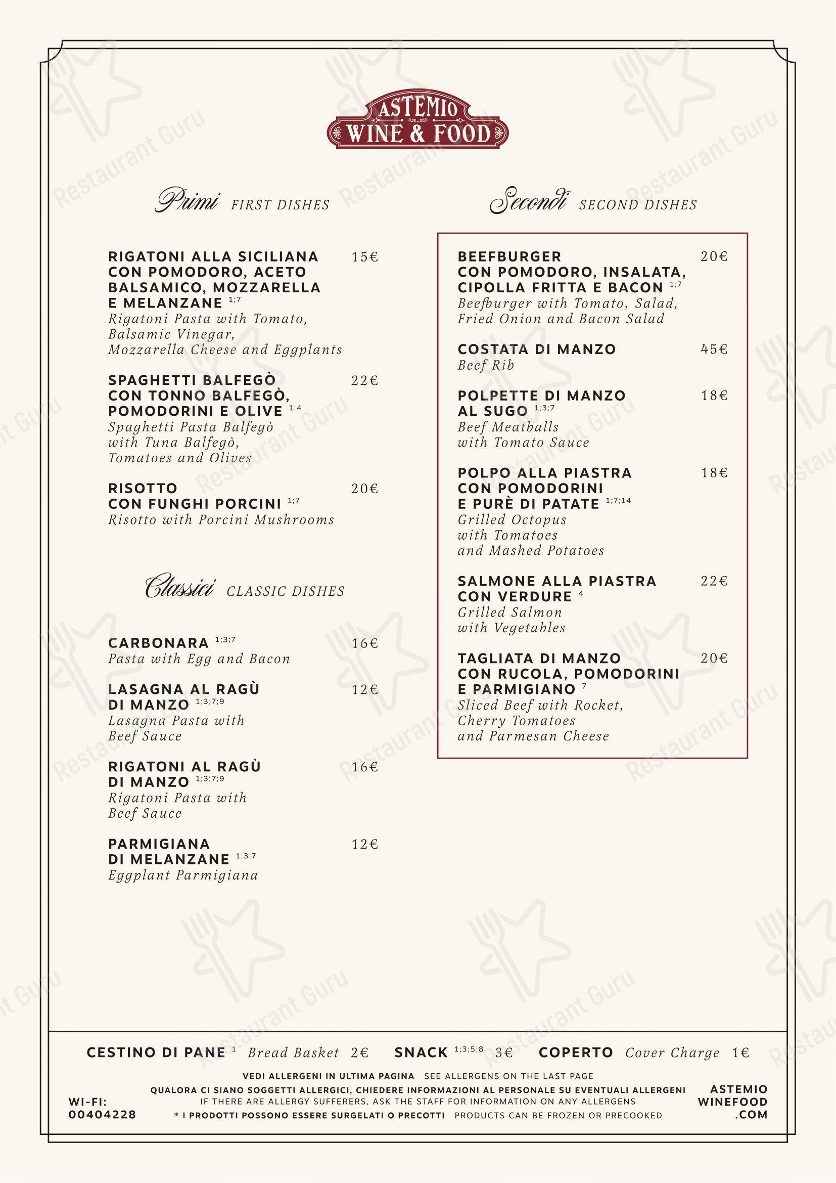 Menu bar per Astemio pub & bar