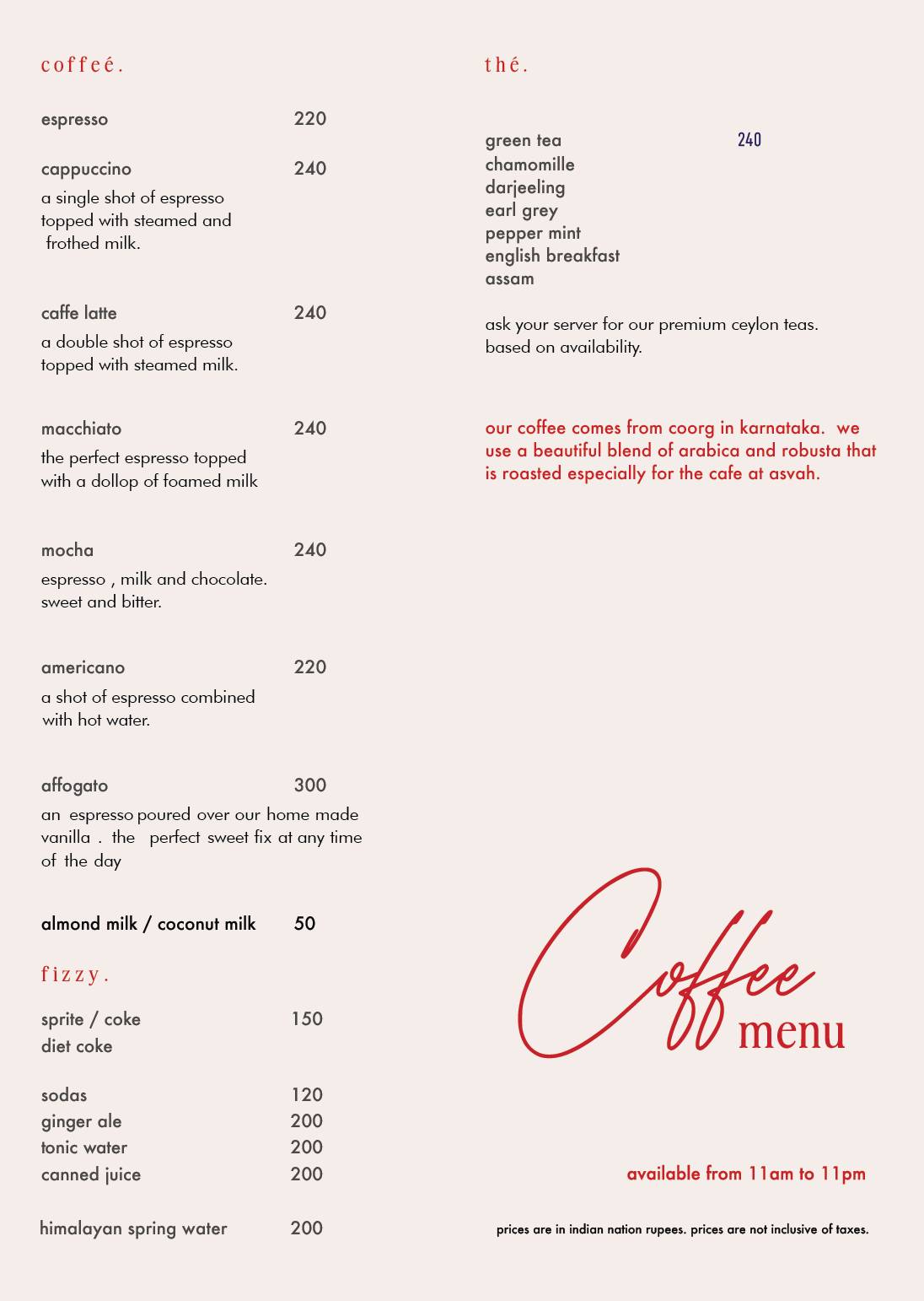 Asvah 24 menu