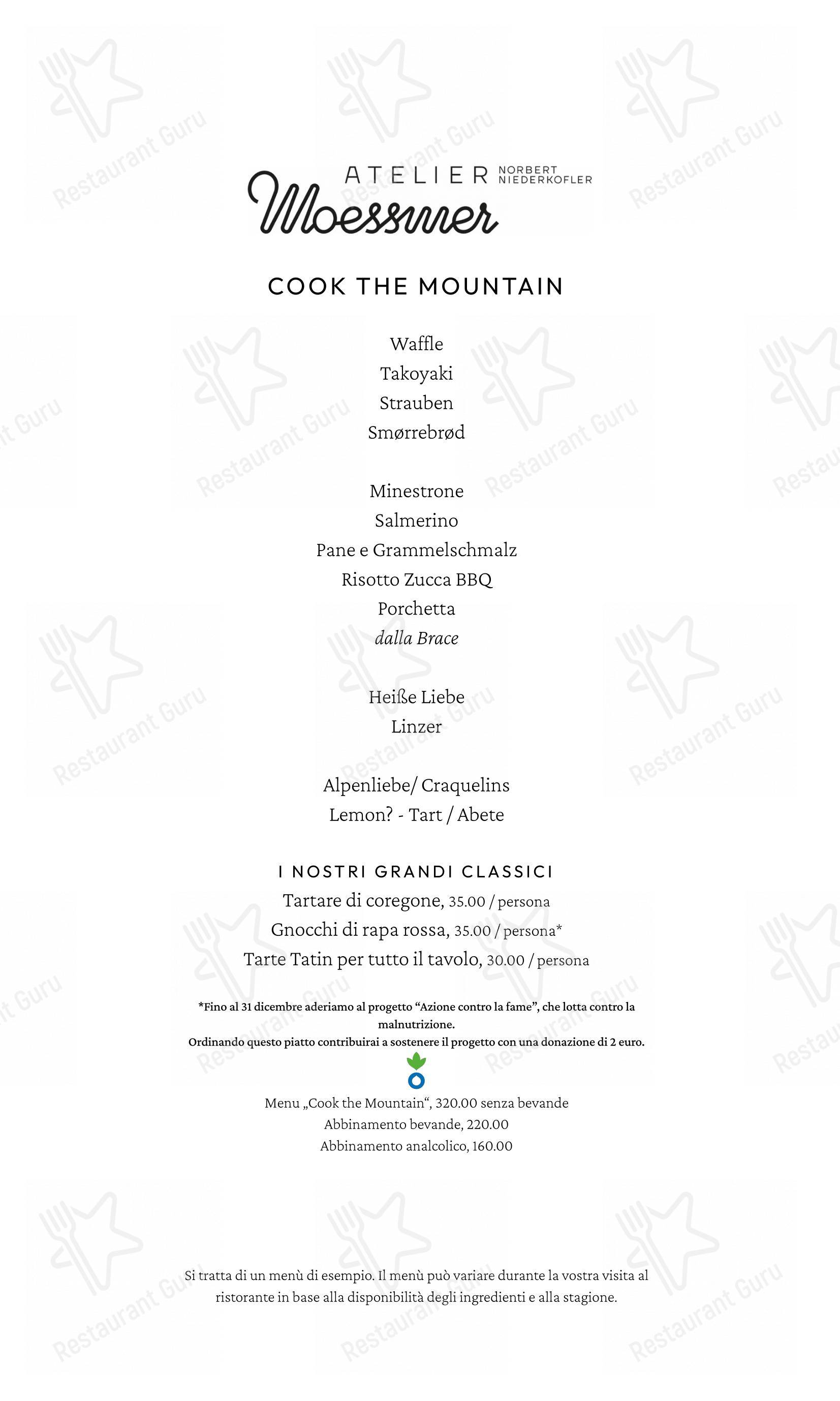 Menu di Atelier Moessmer Norbert Niederkofler - Menu