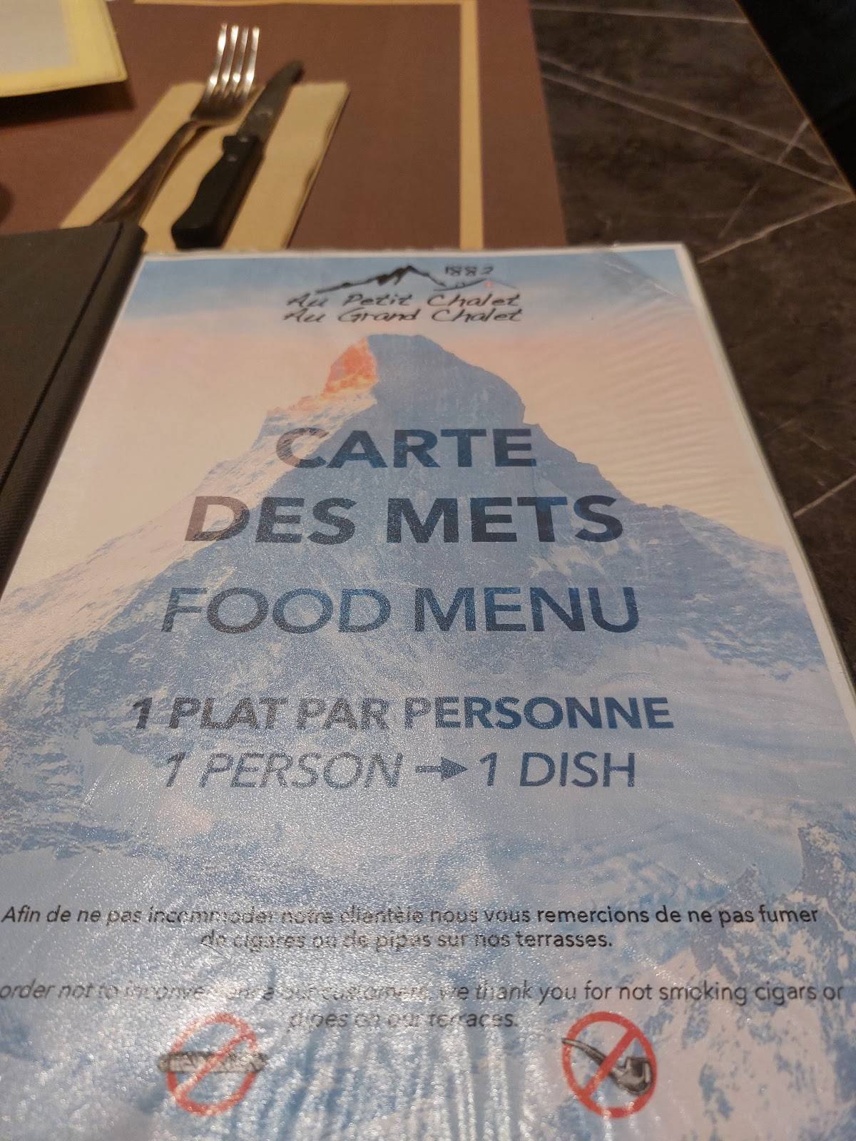 Menu di Au Petit Chalet - Restaurant in Geneva 