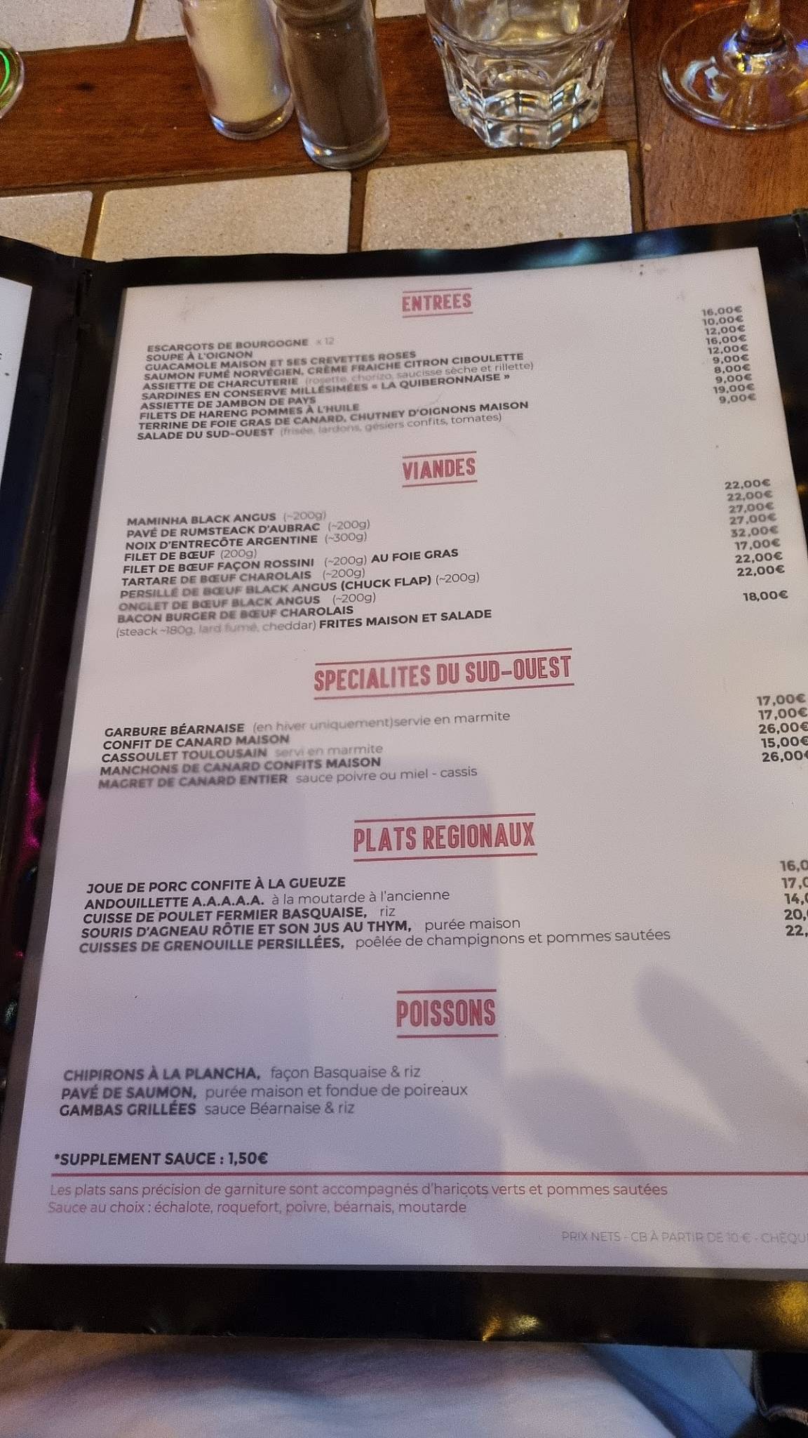 Menu de Au Timbre Poste