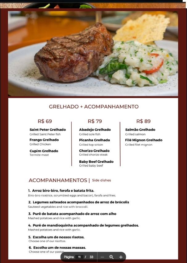 Auá Gastronomia Vale Sul Shopping cardápio