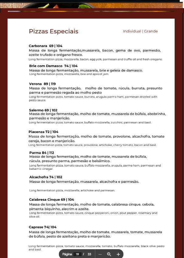 Auá Gastronomia Vale Sul Shopping cardápio