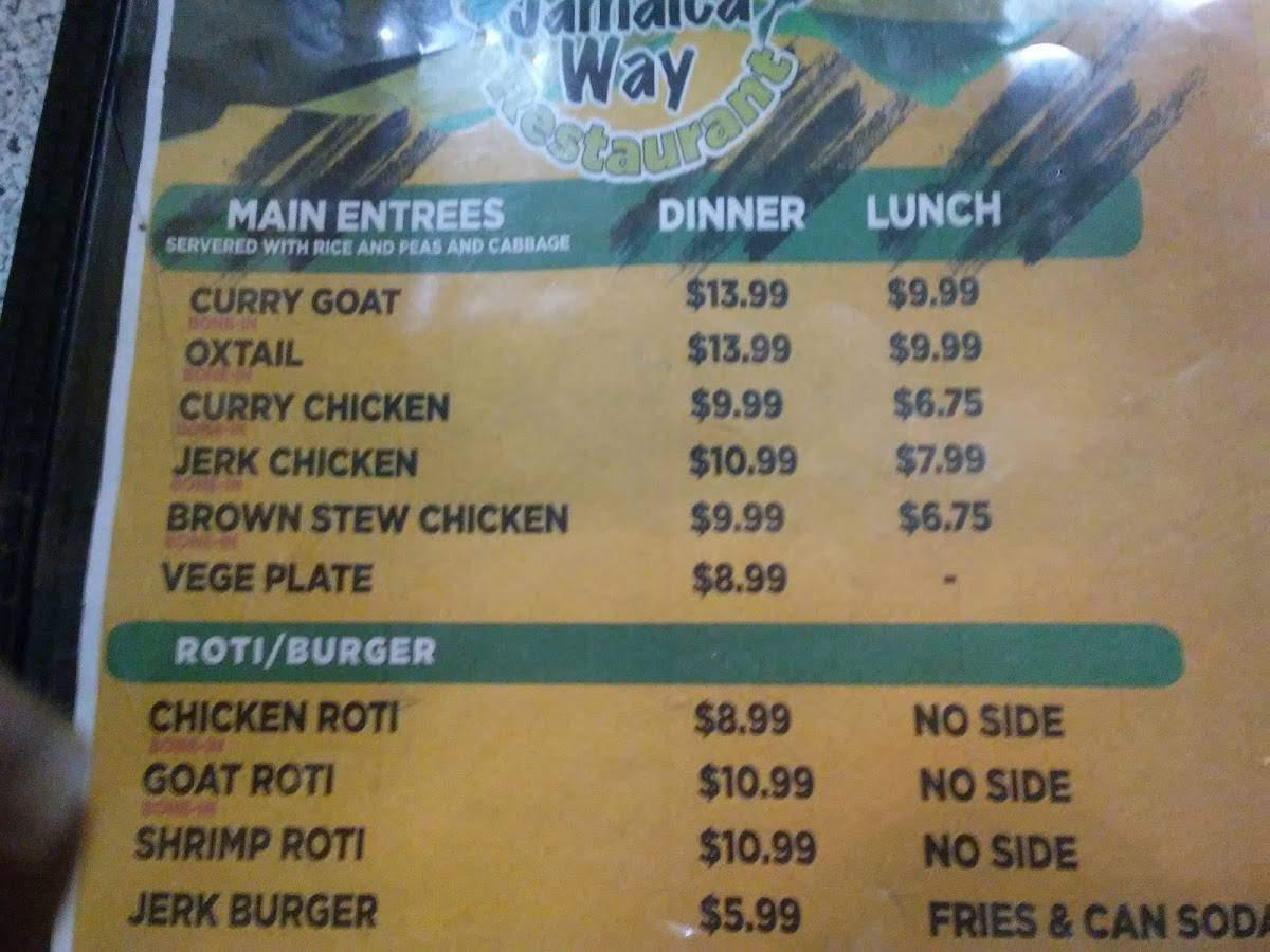 Menu at Jamaica Way restaurant, Hephzibah, Tobacco Rd