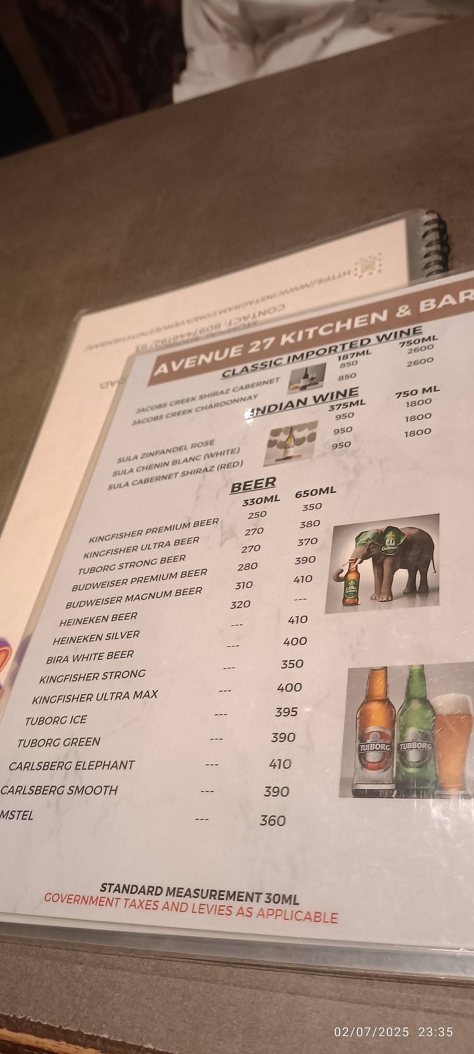 Avenue 27 Kitchen and Bar menu