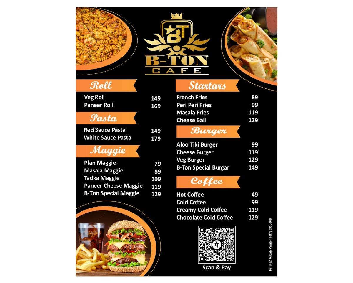 B-TONE CAFE menu