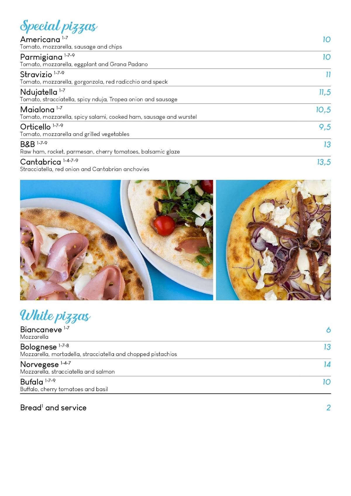 Menu di B&B Bar Ristorante Pizzeria 