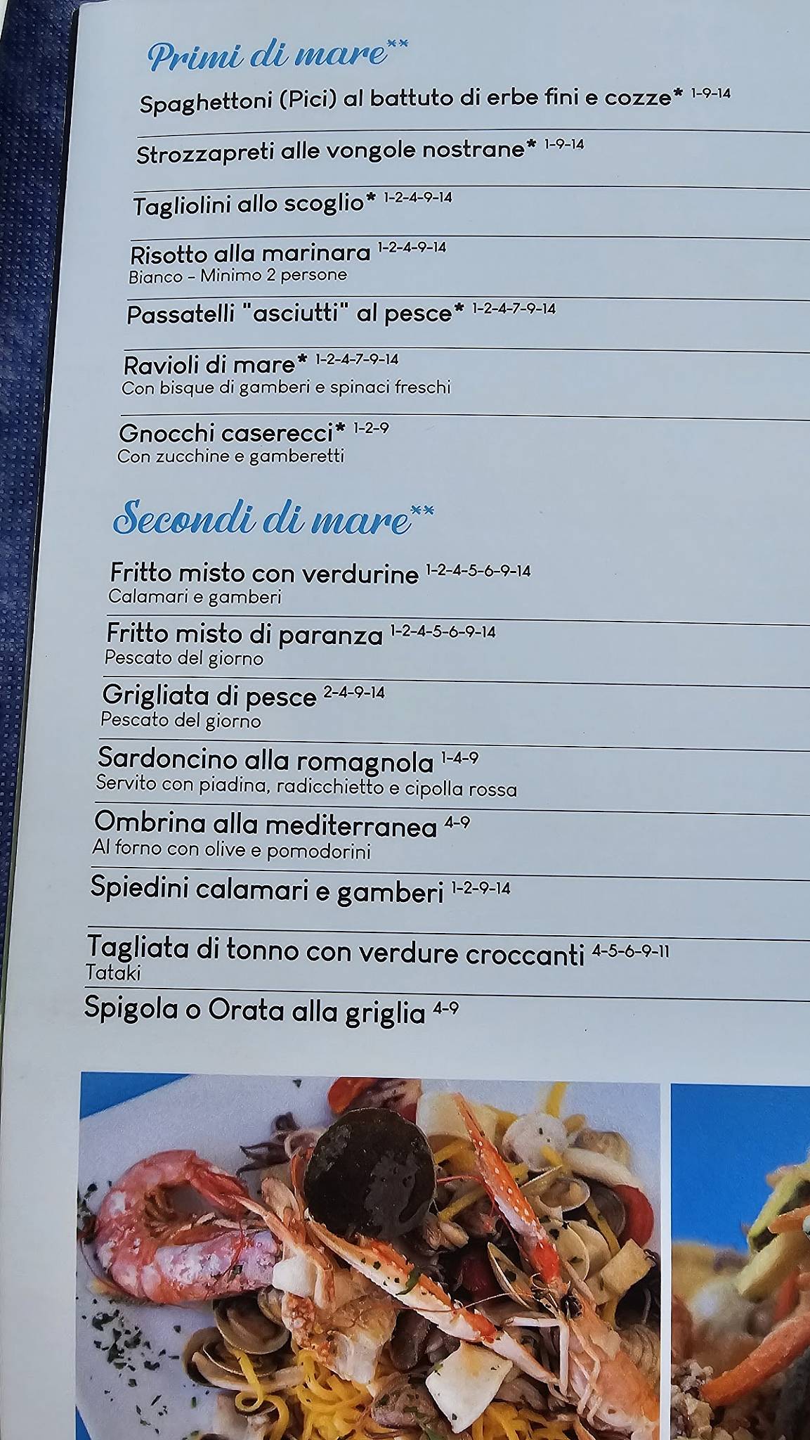 Menu di B&B Bar Ristorante Pizzeria 