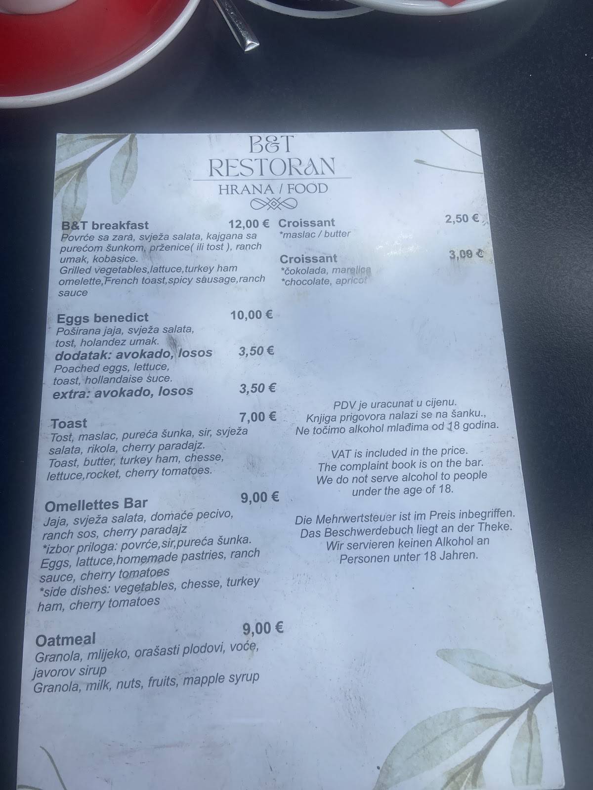 Menu di B&T Restaurant 