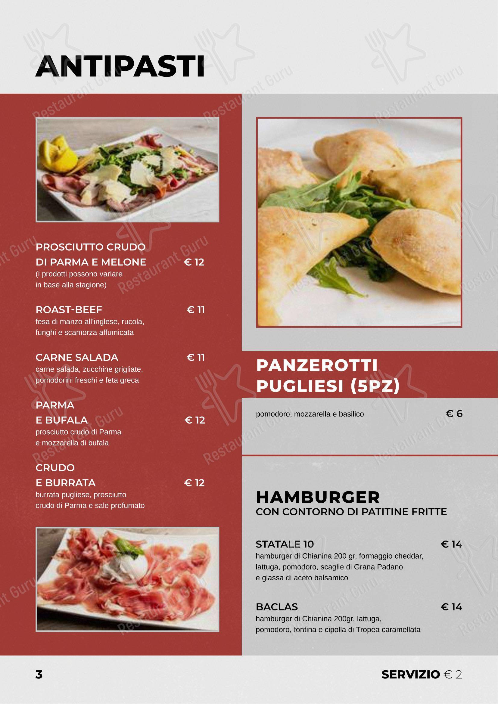 Menu di BACLAS - Pizzeria con cucina, senza glutine, delivery e take away - Menu bar