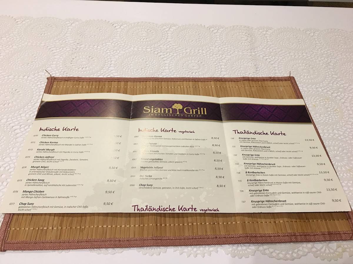 Speisekarte von Krishna Haus im englischen Garten Neuburg restaurant
