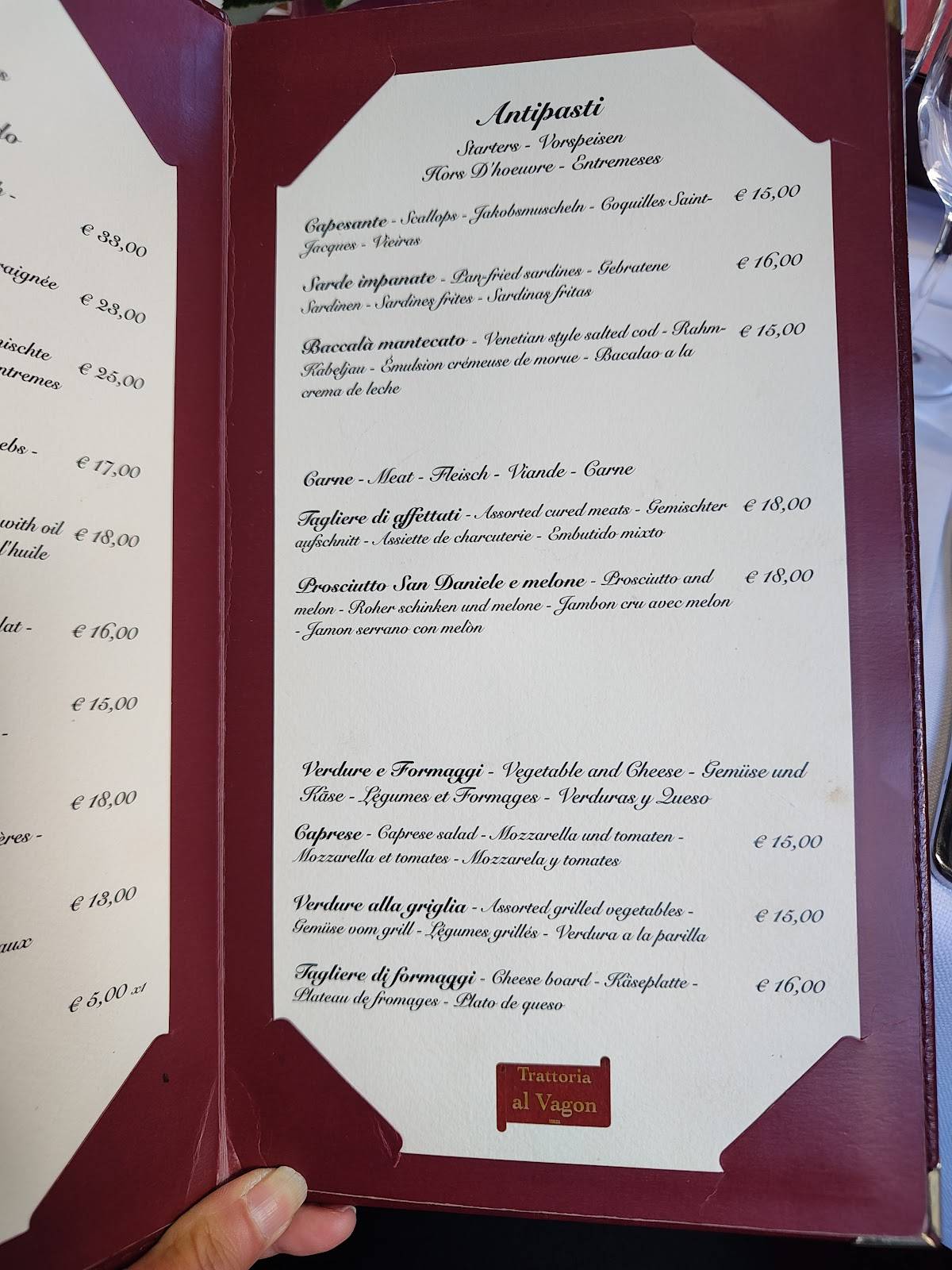 Menu di Ristorante Al Vagon 