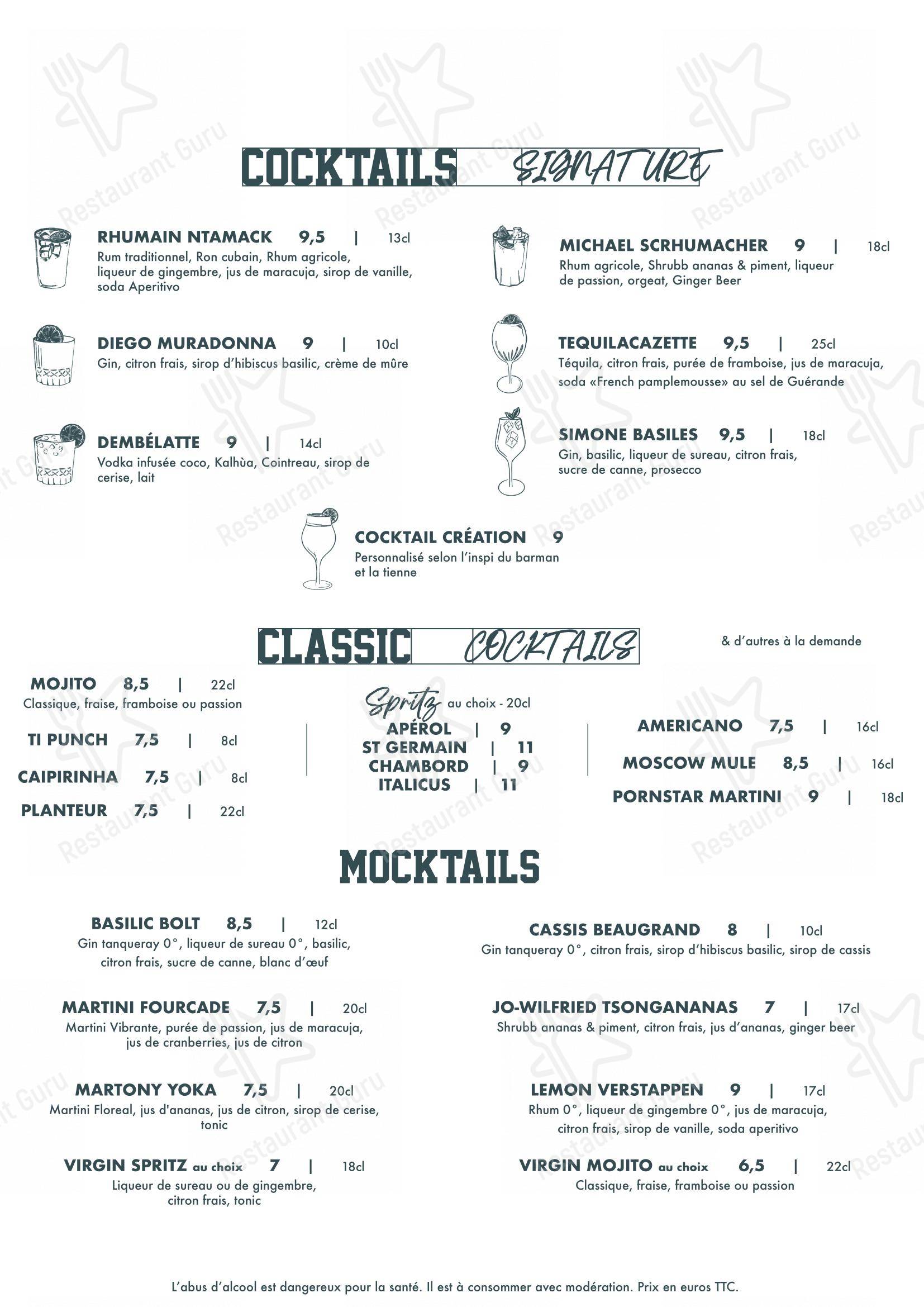 Menu pour BDS Restaurant Rennes - Основное меню