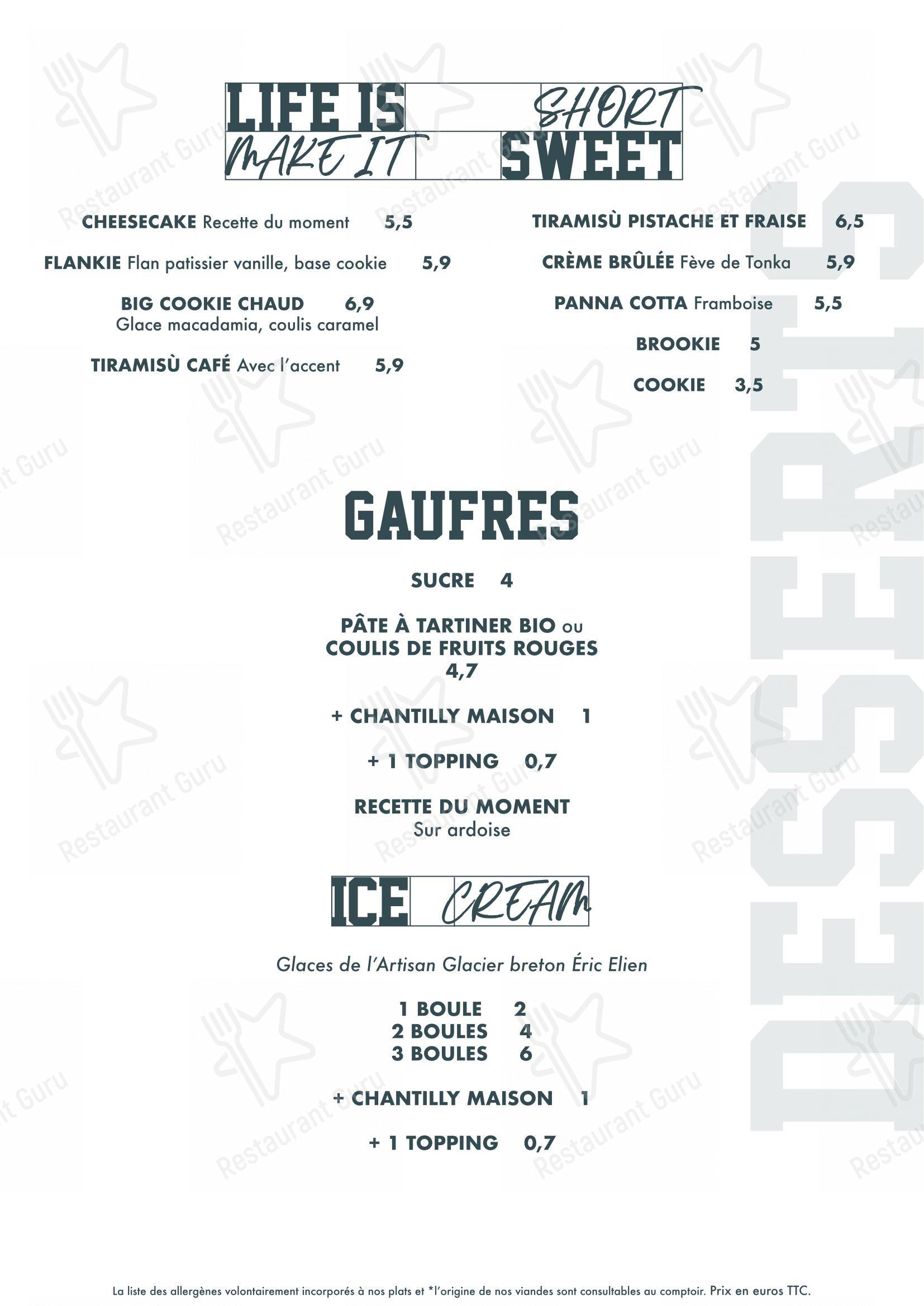 Menu bar pour BDS Restaurant Rennes dans Rennes