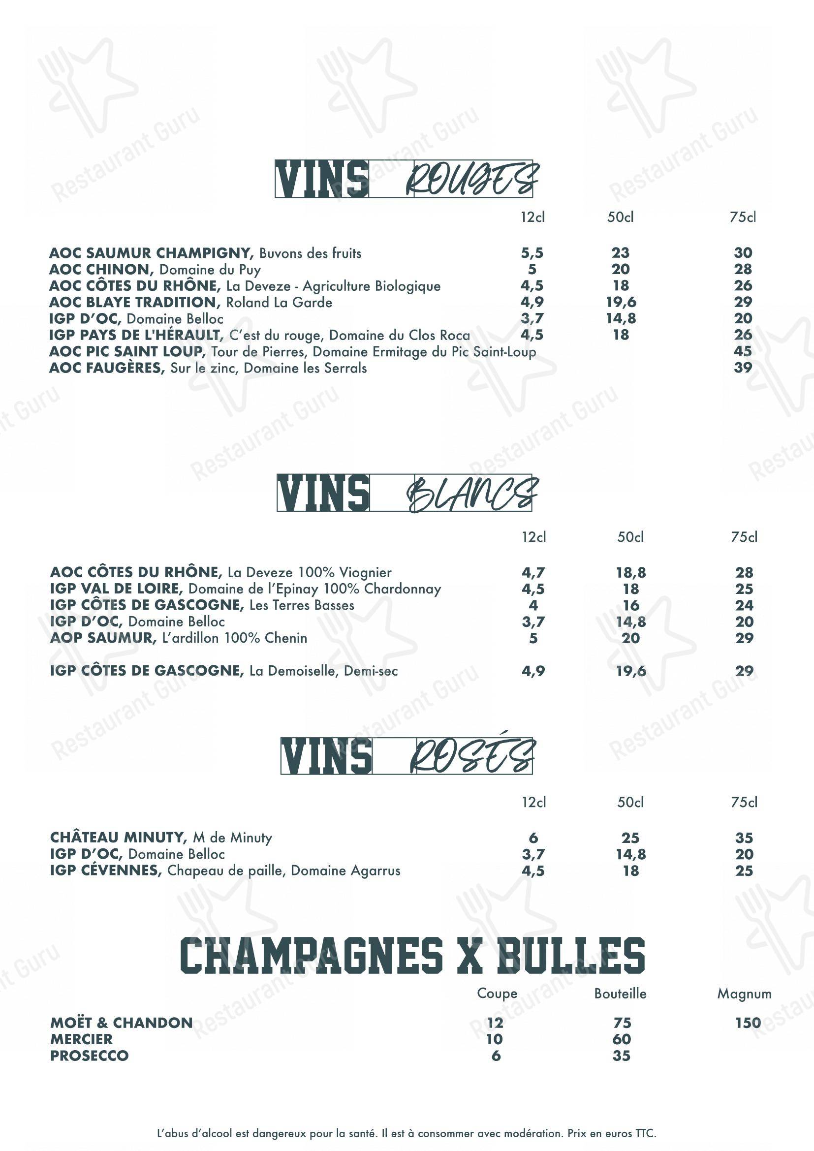Коктейльная карта pour BDS Restaurant Rennes restaurant