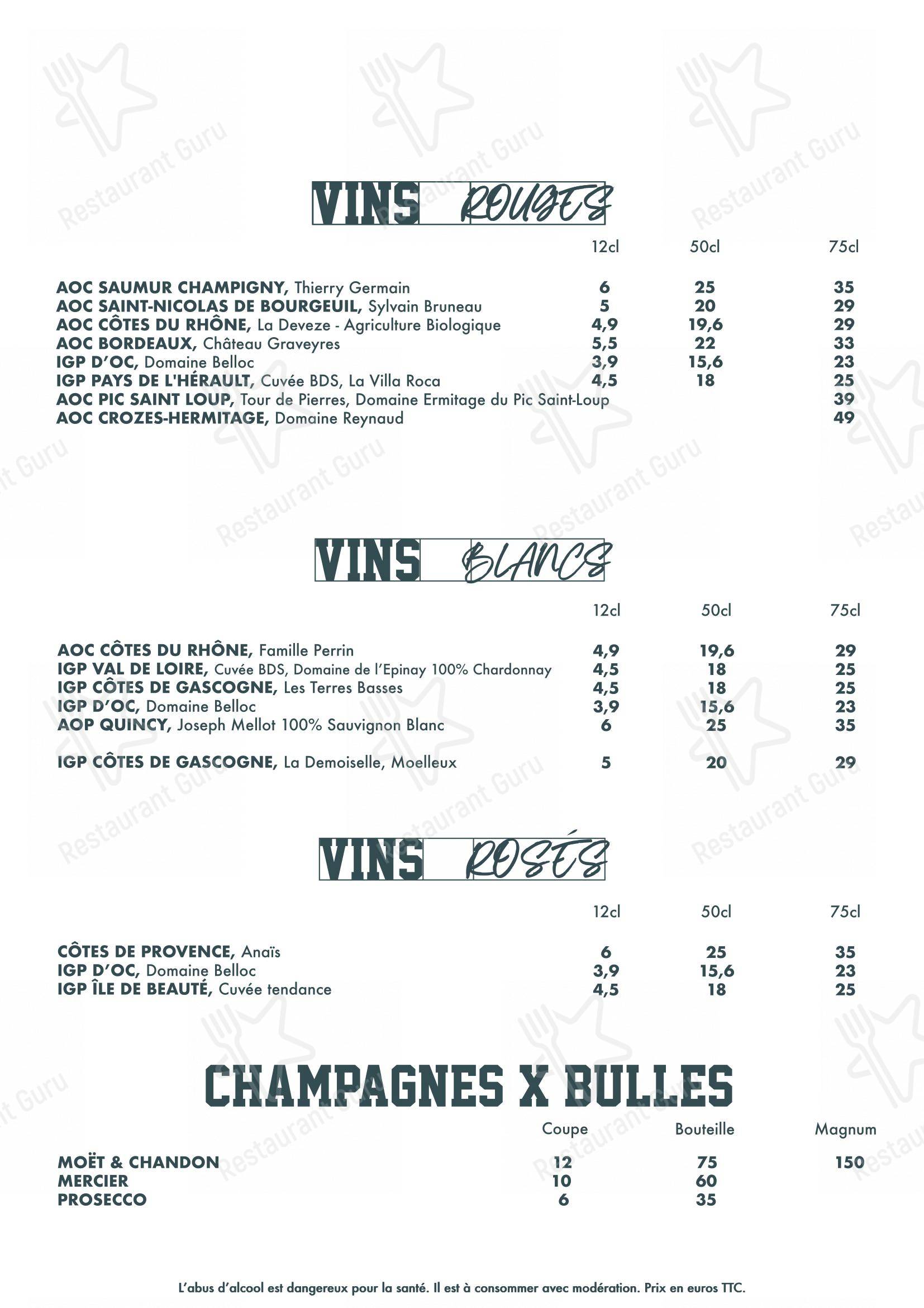 Основное меню pour BDS Restaurant Rennes dans Rennes