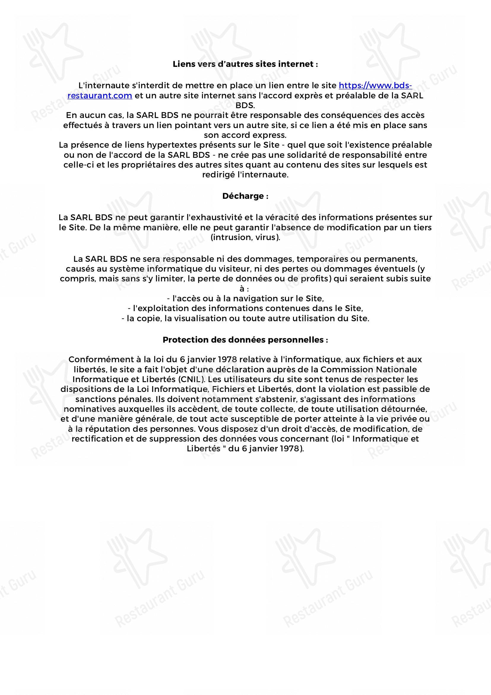 BDS Restaurant Rennes dans Rennes - Ночное меню