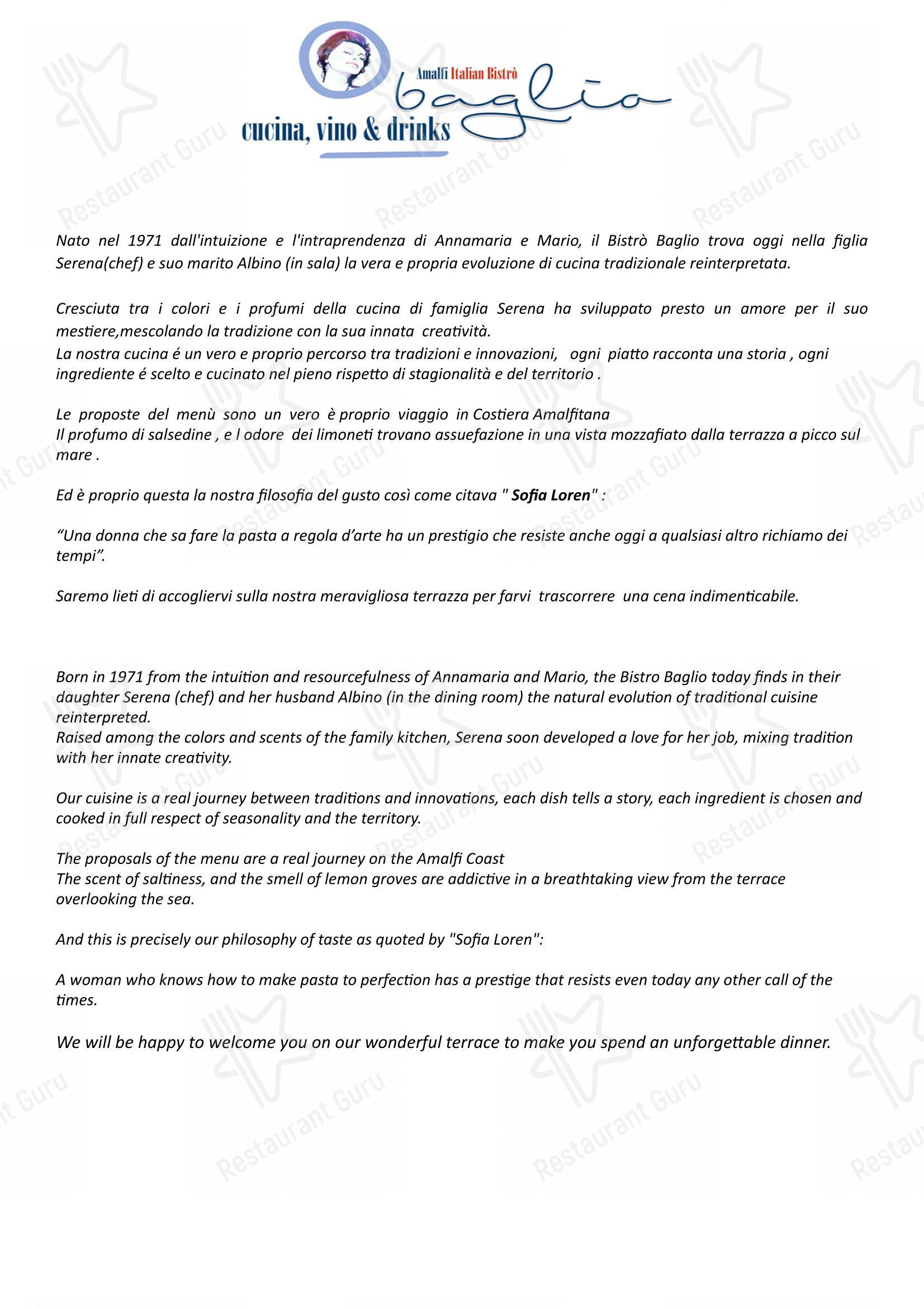 Menu per Baglio in Amalfi