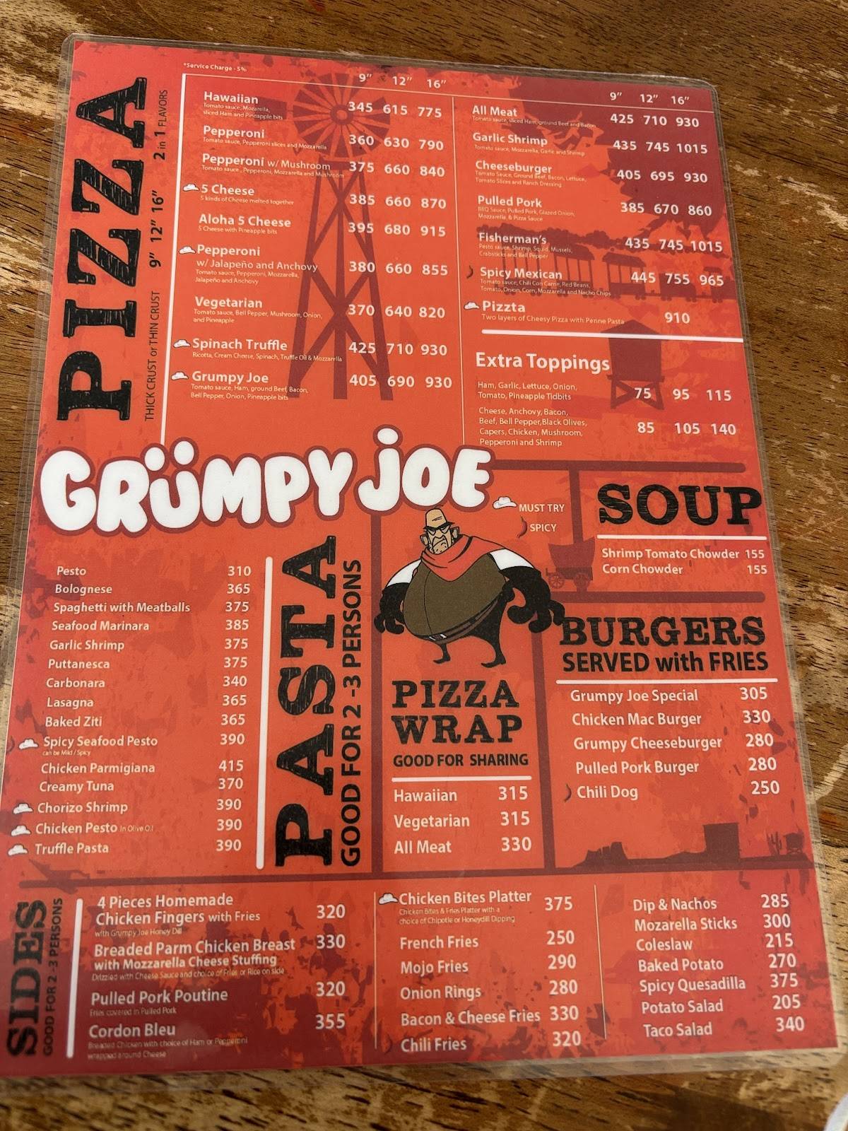 Menu at Grumpy Joe restaurant, Baguio, 15 Gibraltar Rd